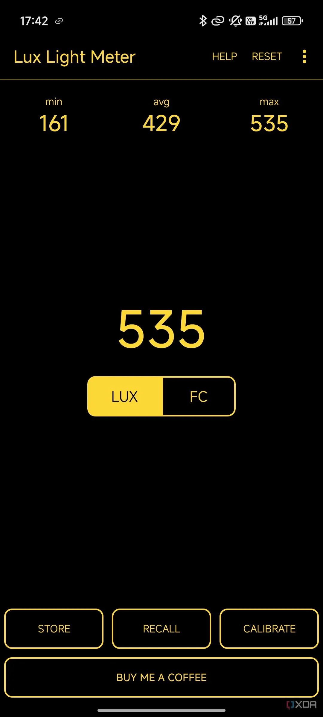 Kết quả đo độ sáng (Lux) màn hình MacBook Pro khi kích hoạt Brightintosh cho thấy sự tăng cường rõ rệt