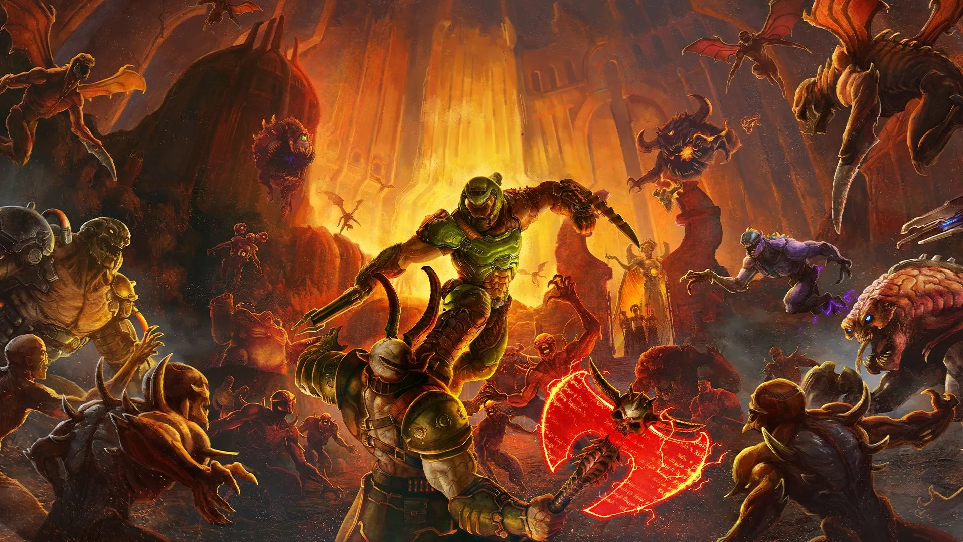 Key art của Doom Eternal, một phần trong series Doom nổi tiếng