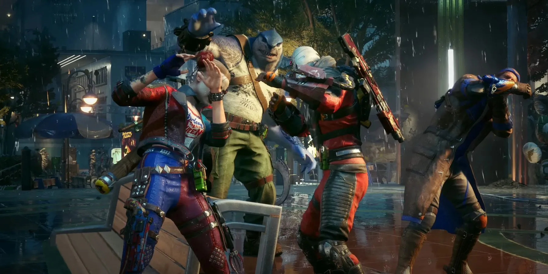 Khoảnh khắc đội Suicide Squad chao đảo sau đòn tấn công của Superman trong trailer game Suicide Squad: Kill the Justice League.