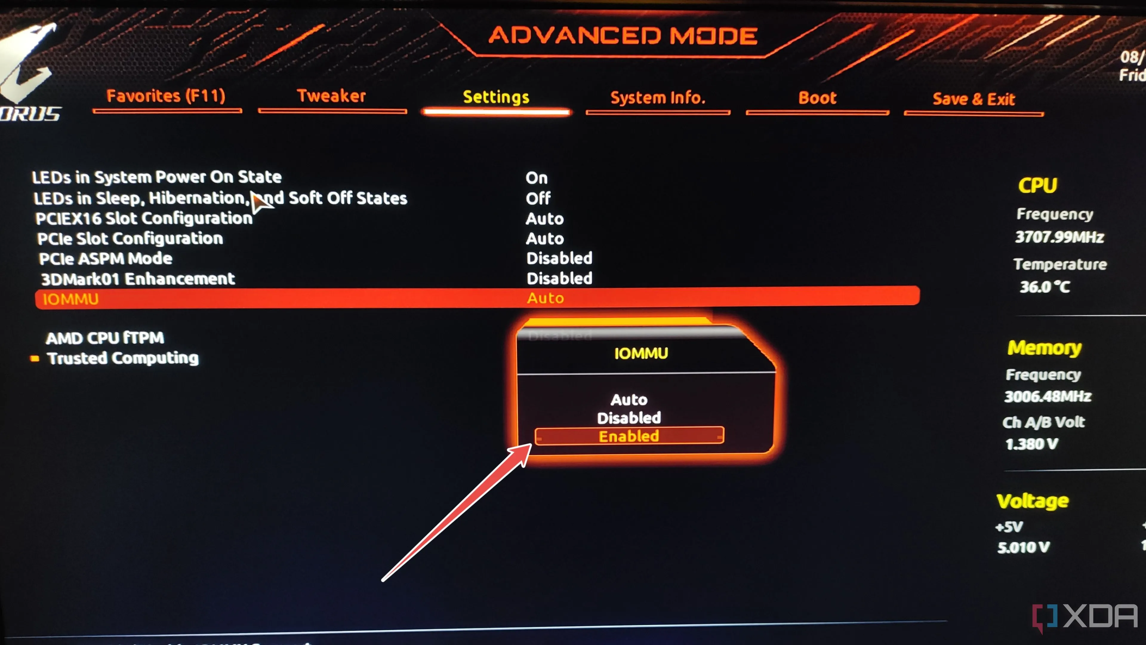 Kích hoạt IOMMU trong BIOS