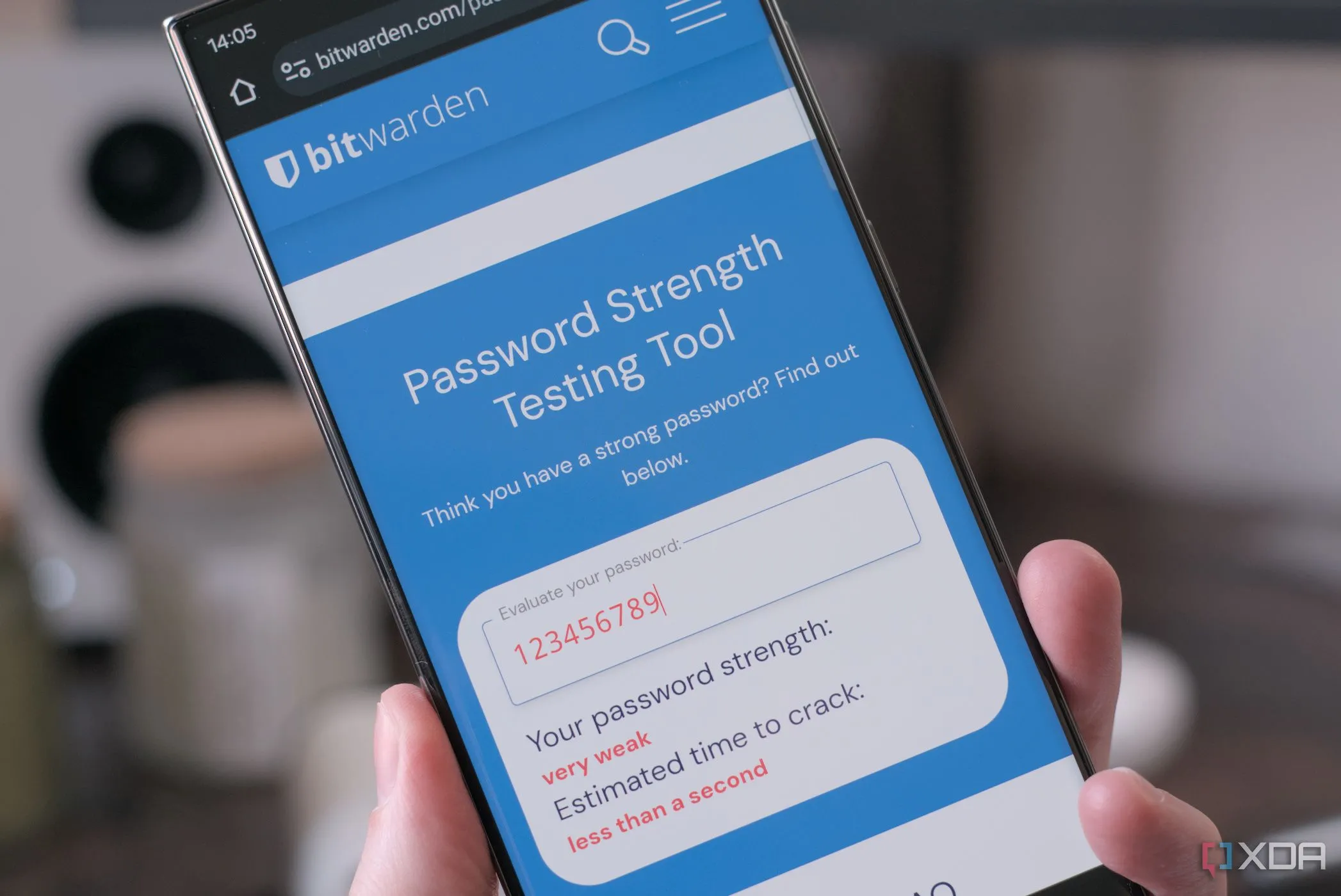 Kiểm tra độ mạnh của mật khẩu yếu &quot;123456789&quot;, nhấn mạnh tầm quan trọng của mật khẩu mạnh và trình quản lý mật khẩu