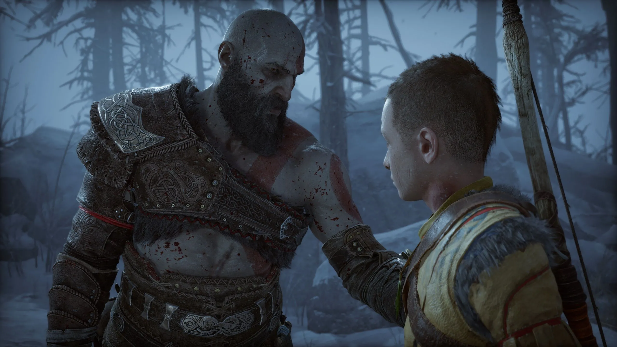 Kratos và Atreus trong God of War Ragnarök, thể hiện sự hùng vĩ của game trên PS5