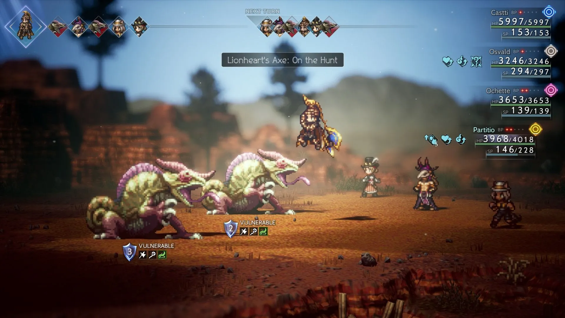 Kỹ năng Lionheart's Axe trong game nhập vai Octopath Traveler 2