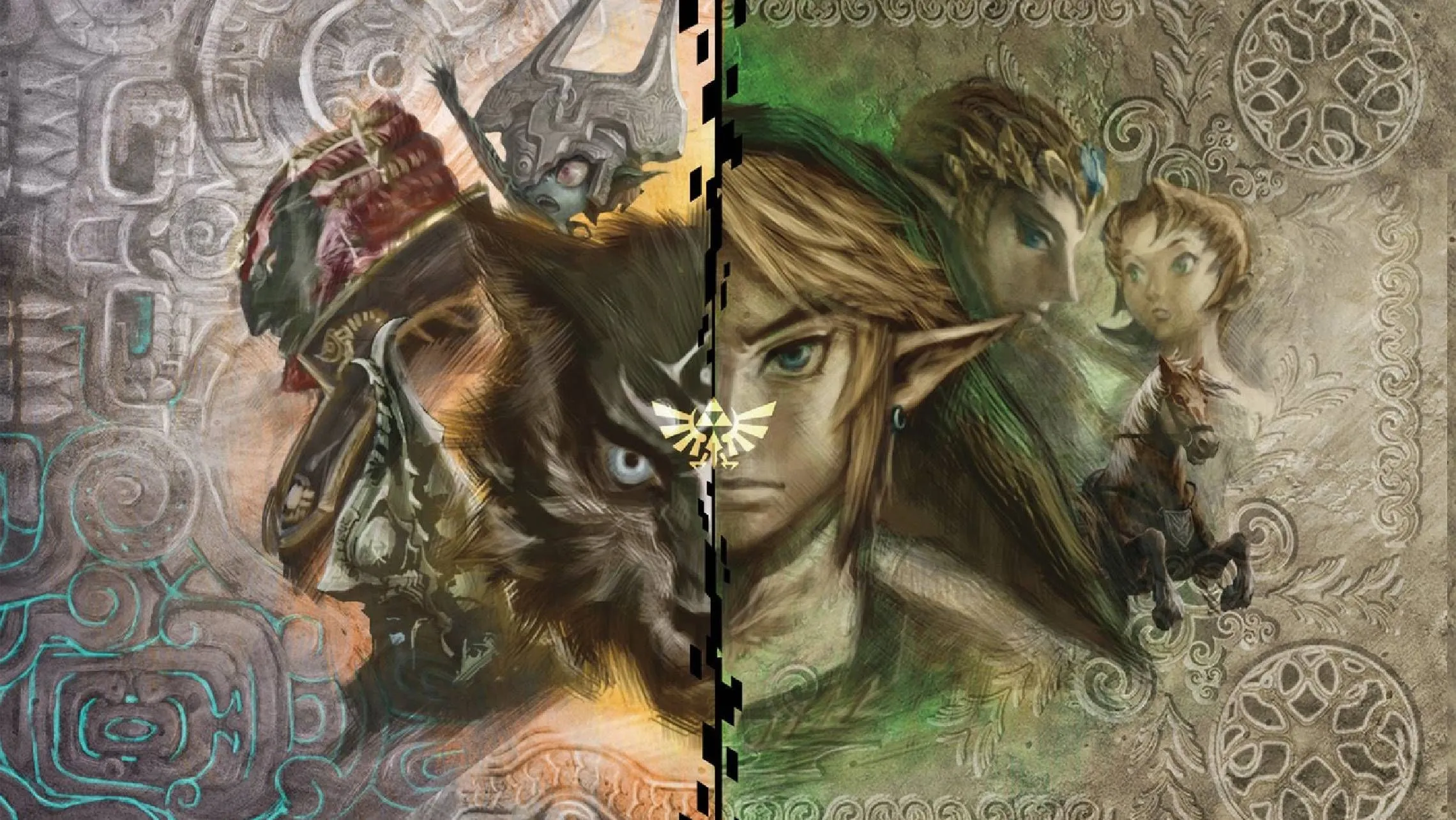 Link sói và Midna cùng các nhân vật khác trong The Legend of Zelda Twilight Princess