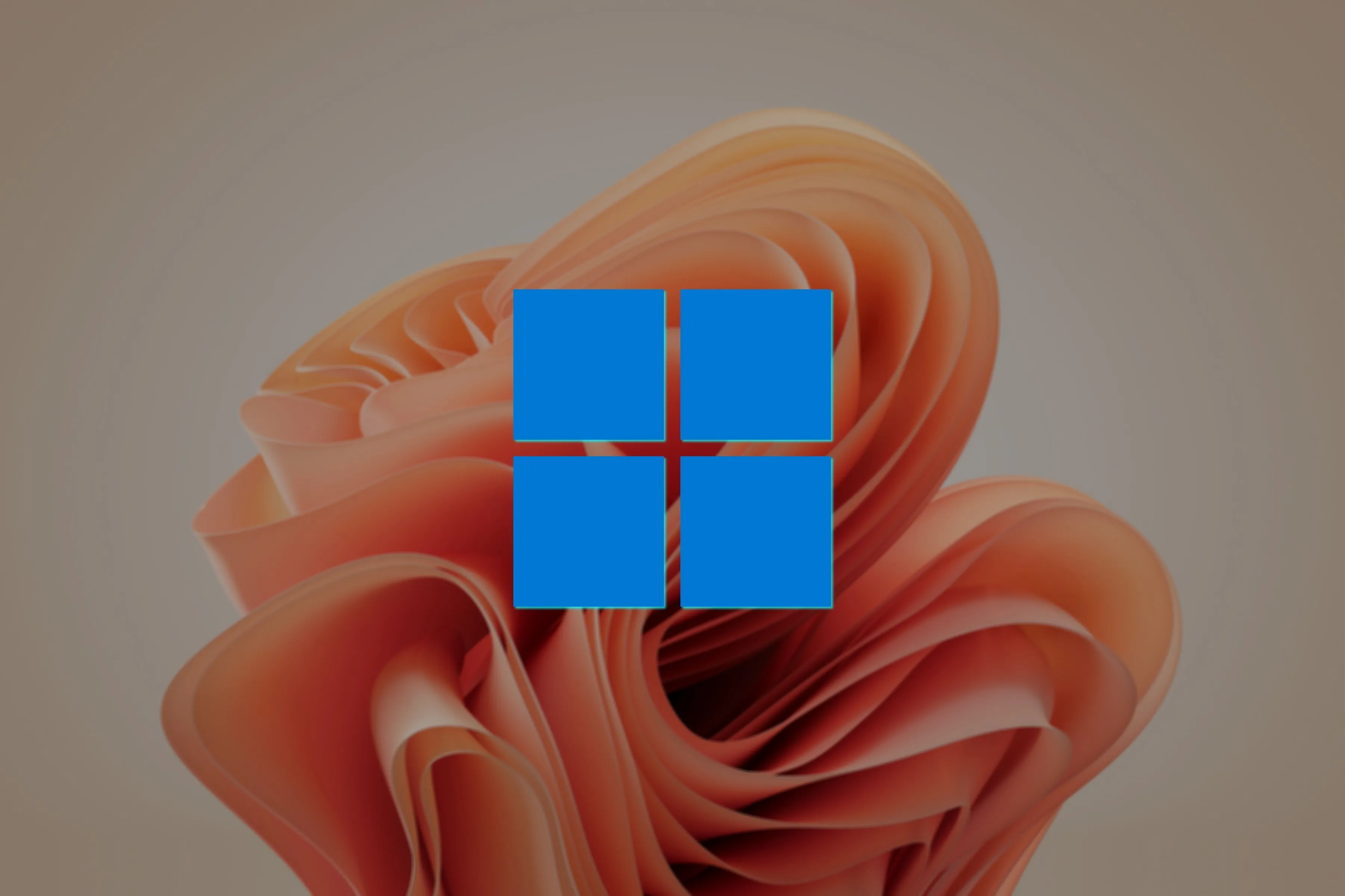 Logo Windows 11 nổi bật trên hình nền Bloom màu vàng cát, tượng trưng cho sự tiếp nối
