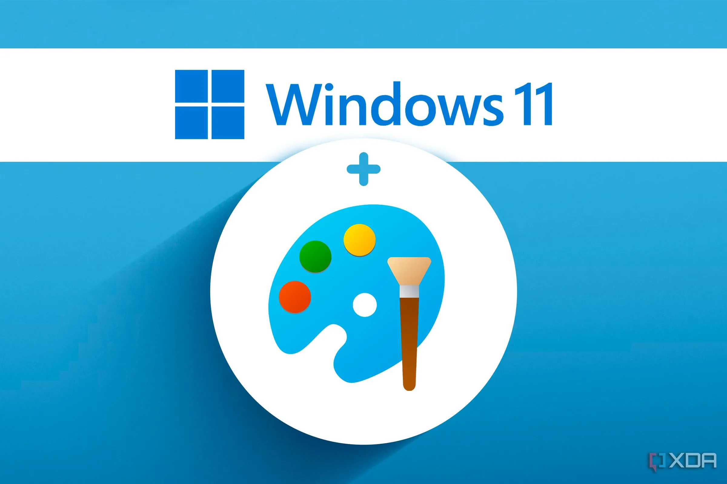 Logo Windows 11 và biểu tượng Microsoft Paint, thể hiện sự tích hợp và nâng cấp trên hệ điều hành mới