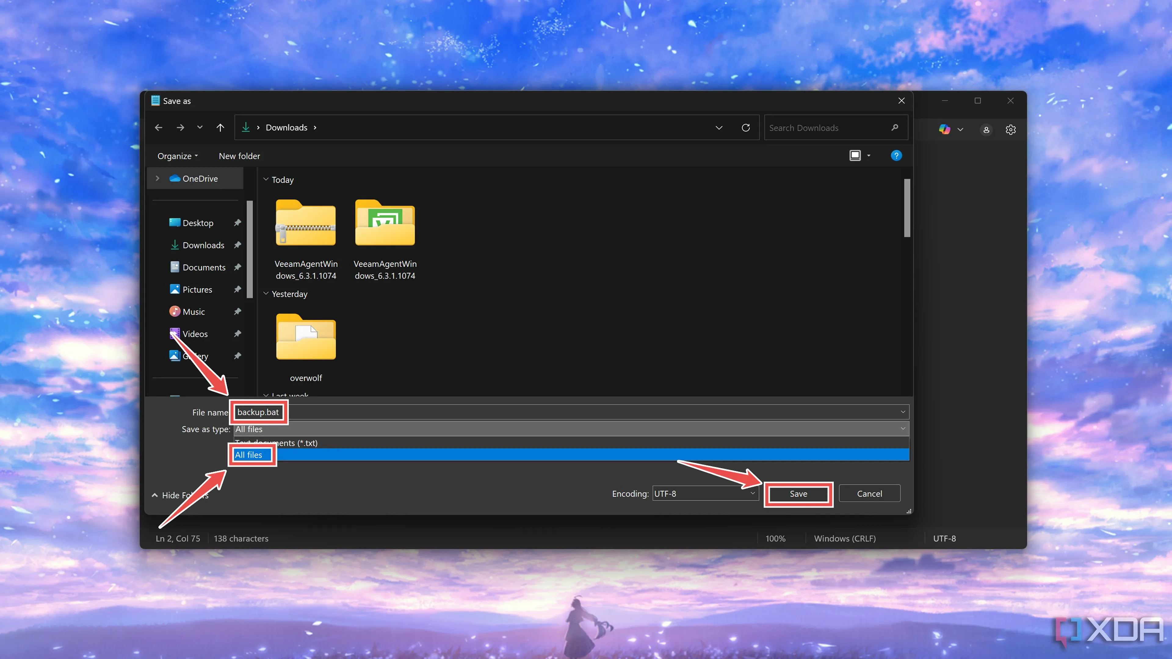 Lưu file script Robocopy dưới định dạng .bat để tự động hóa sao lưu