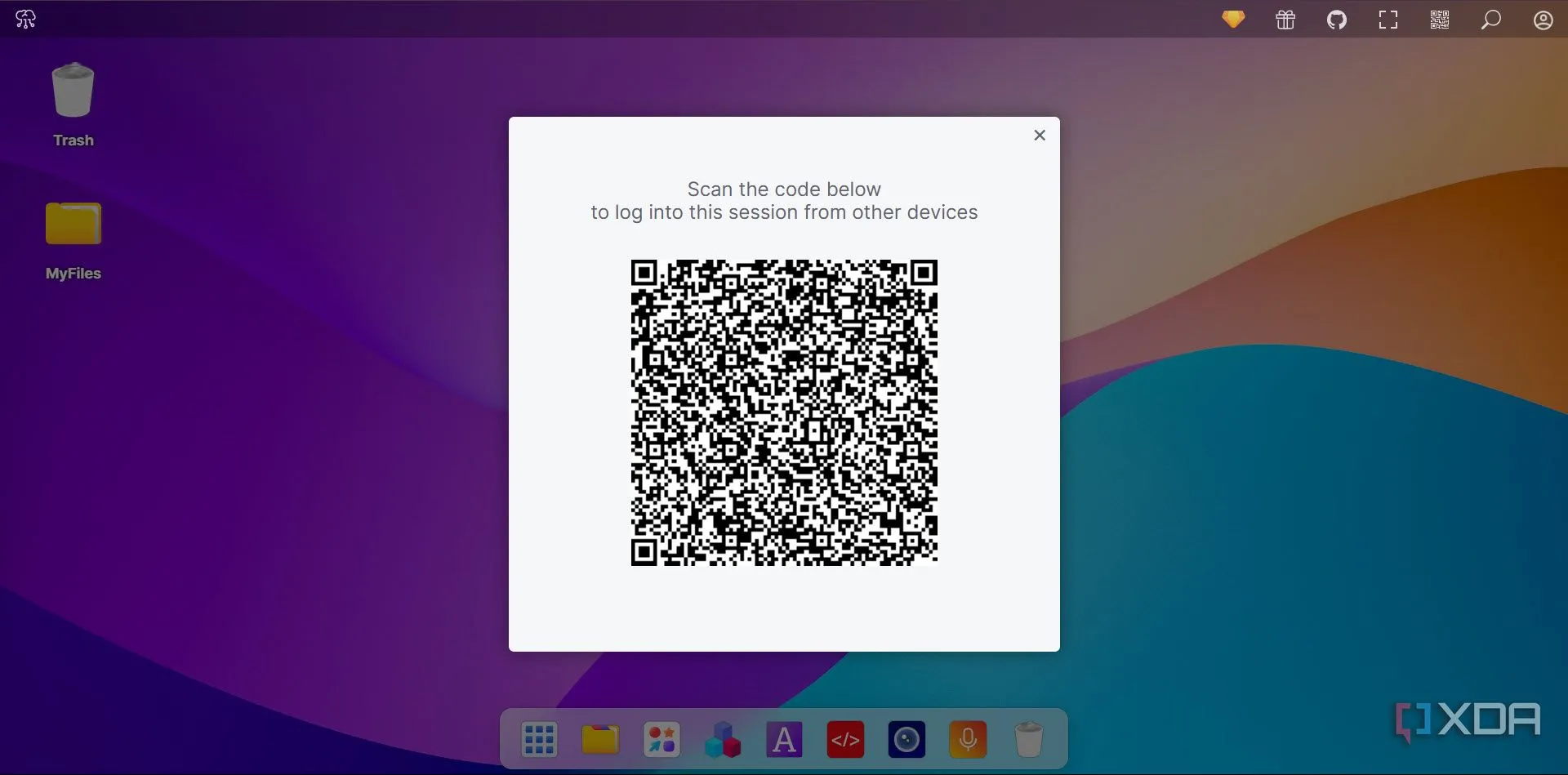 Mã QR để kết nối Puter OS giữa các thiết bị, minh họa khả năng truy cập đa nền tảng liền mạch