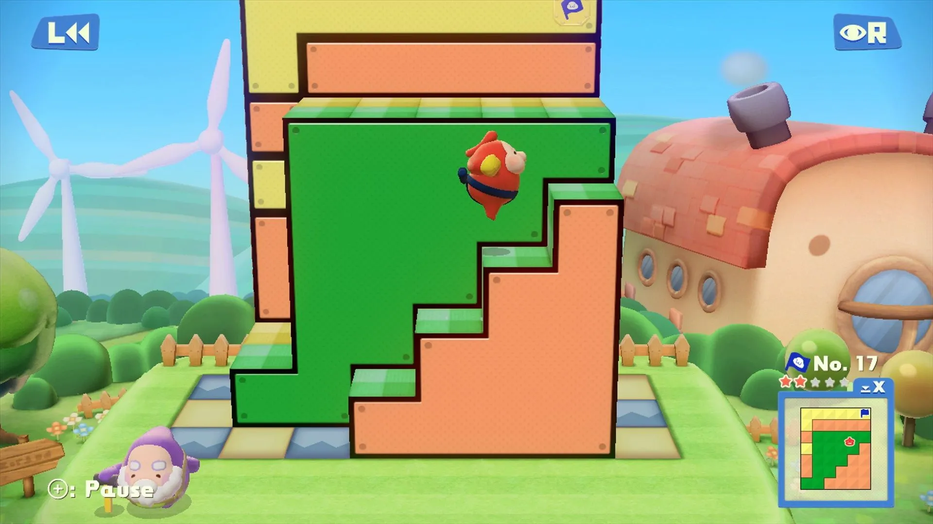 Màn chơi trong game giải đố Pushmo World trên Wii U với các khối hình màu sắc