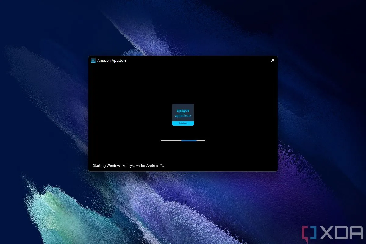 Màn hình cài đặt Amazon Appstore trên Windows, một phần của Windows Subsystem for Android bị ngừng hoạt động