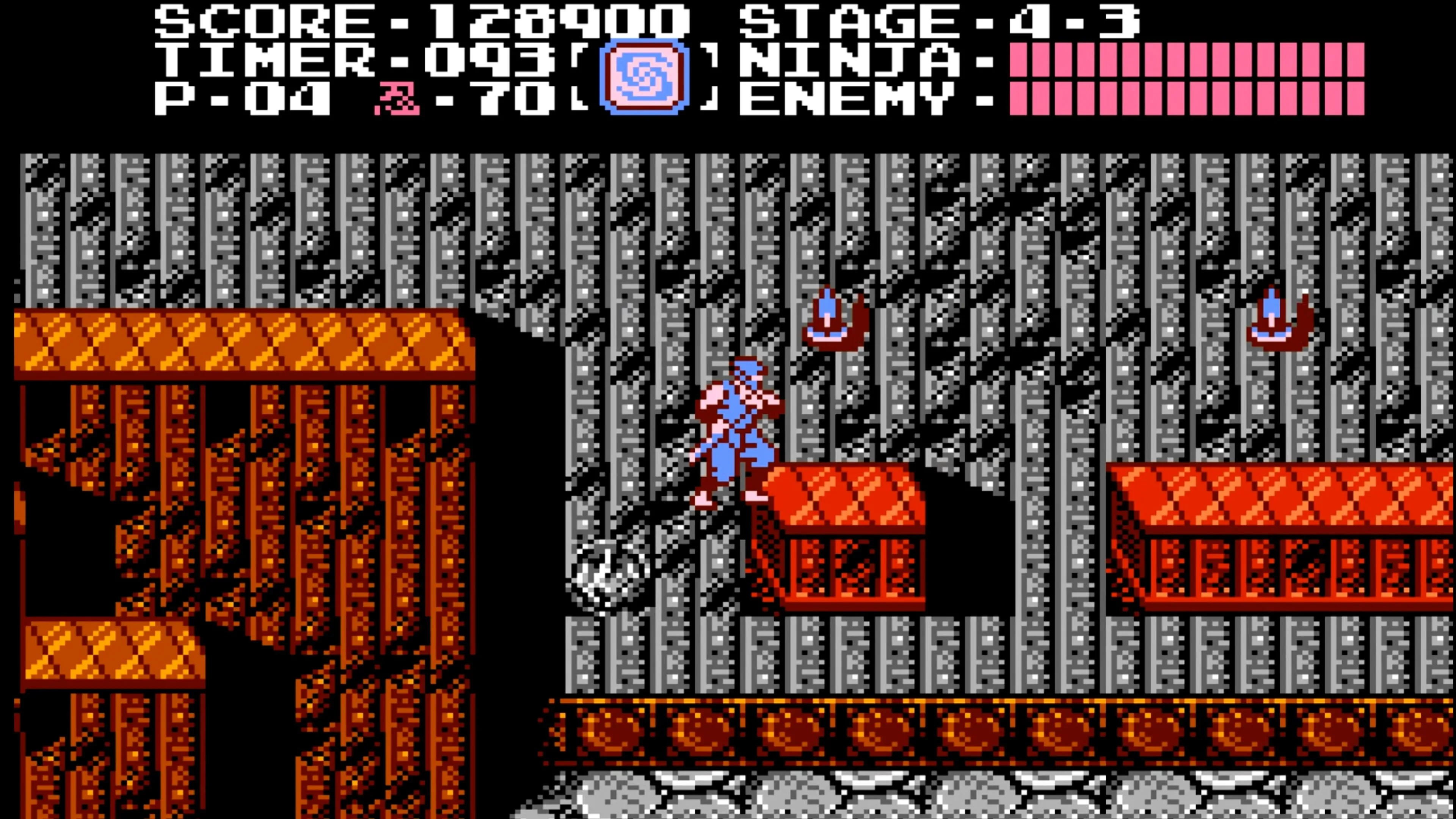 Màn hình game Ninja Gaiden với bối cảnh thành phố