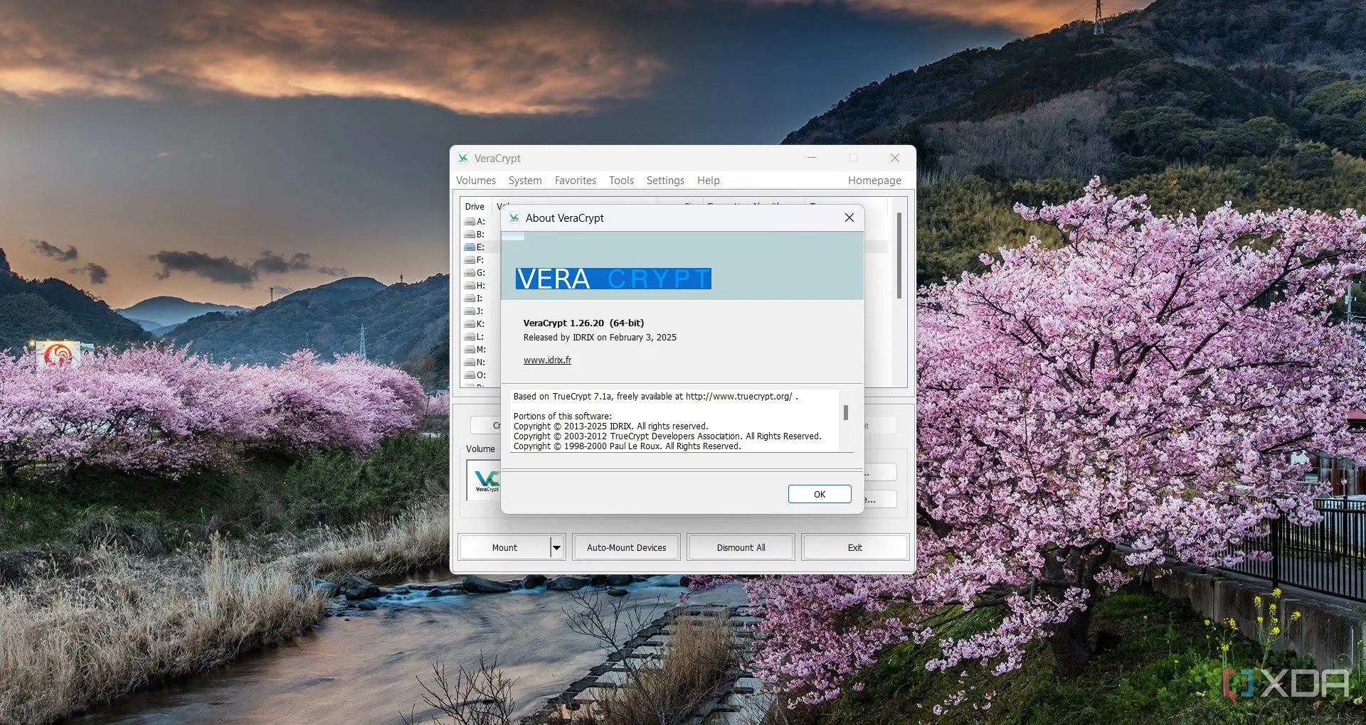 Màn hình giới thiệu (About) của VeraCrypt, thể hiện tính minh bạch mã nguồn mở
