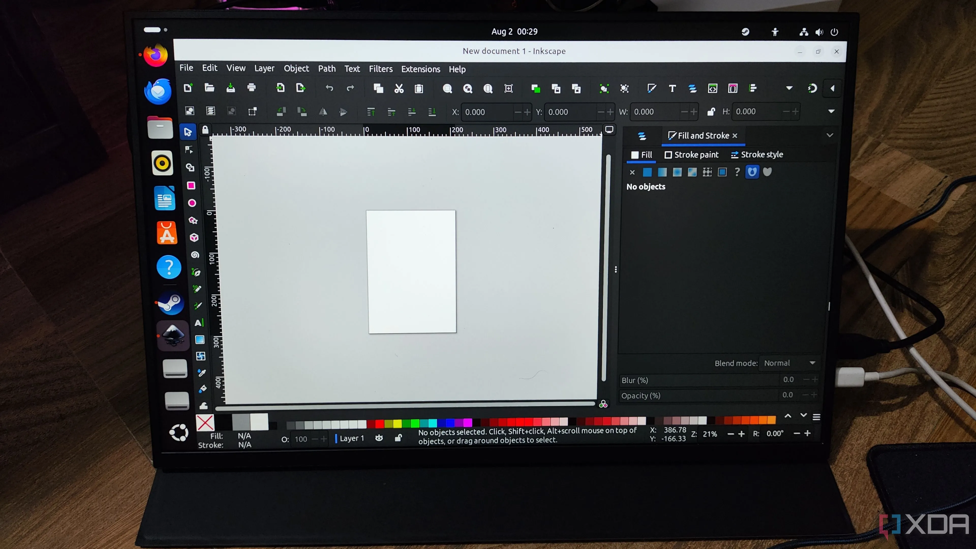 Màn hình hiển thị giao diện Inkscape, một phần mềm đồ họa vector mã nguồn mở thay thế Adobe Illustrator.