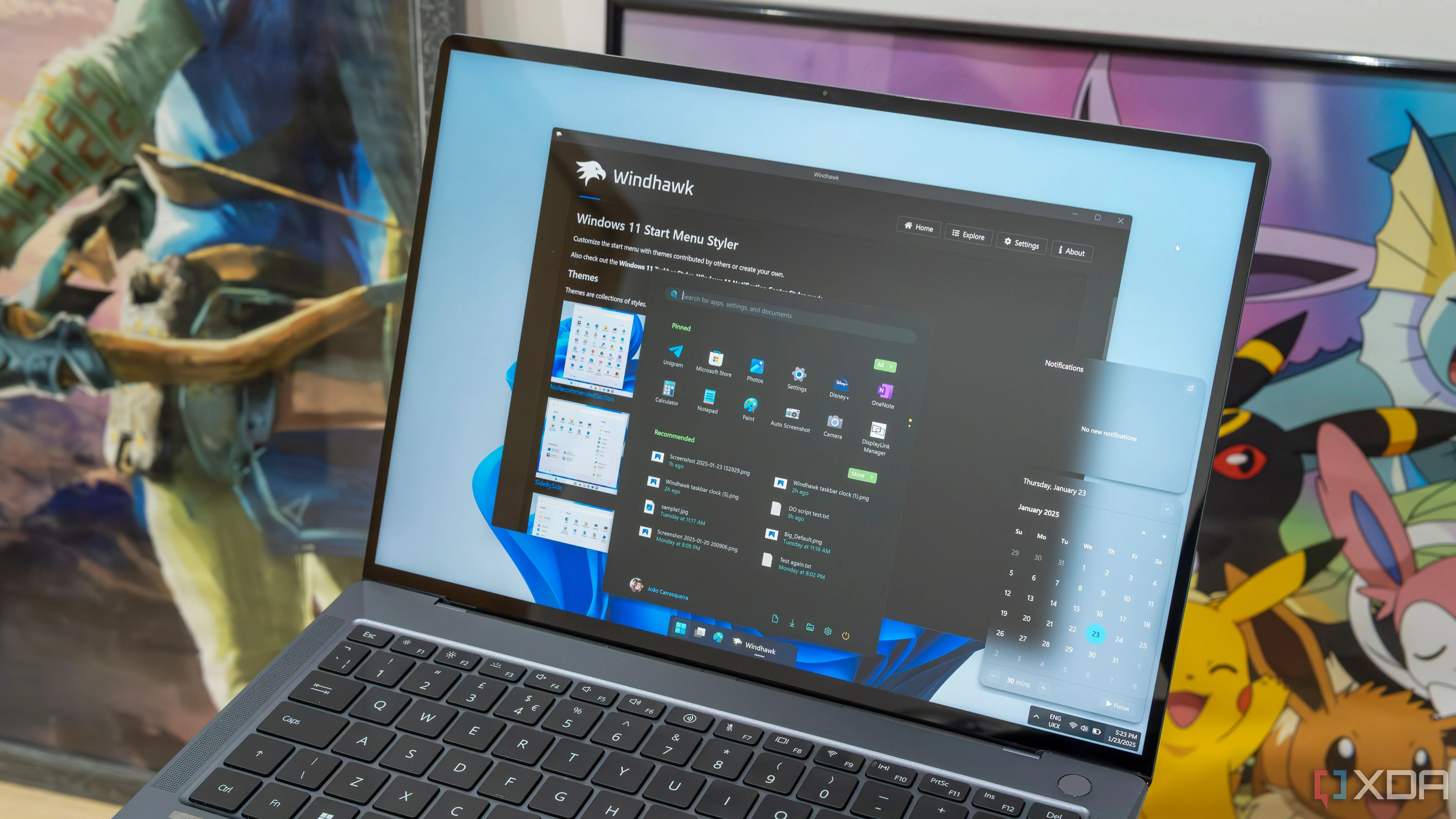 Màn hình laptop Windows 11 hiển thị các mod của Windhawk