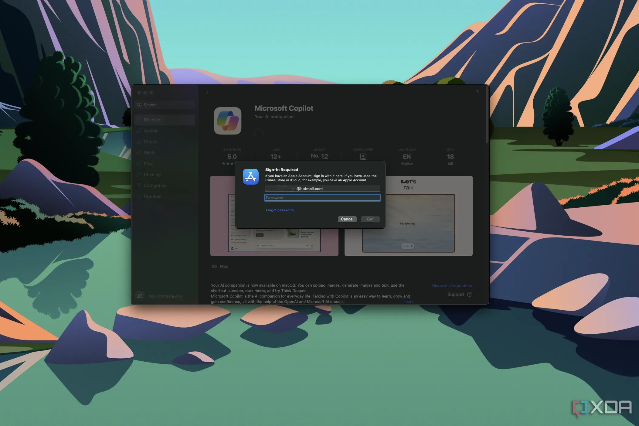 màn hình macos yêu cầu mật khẩu apple id để cài đặt ứng dụng