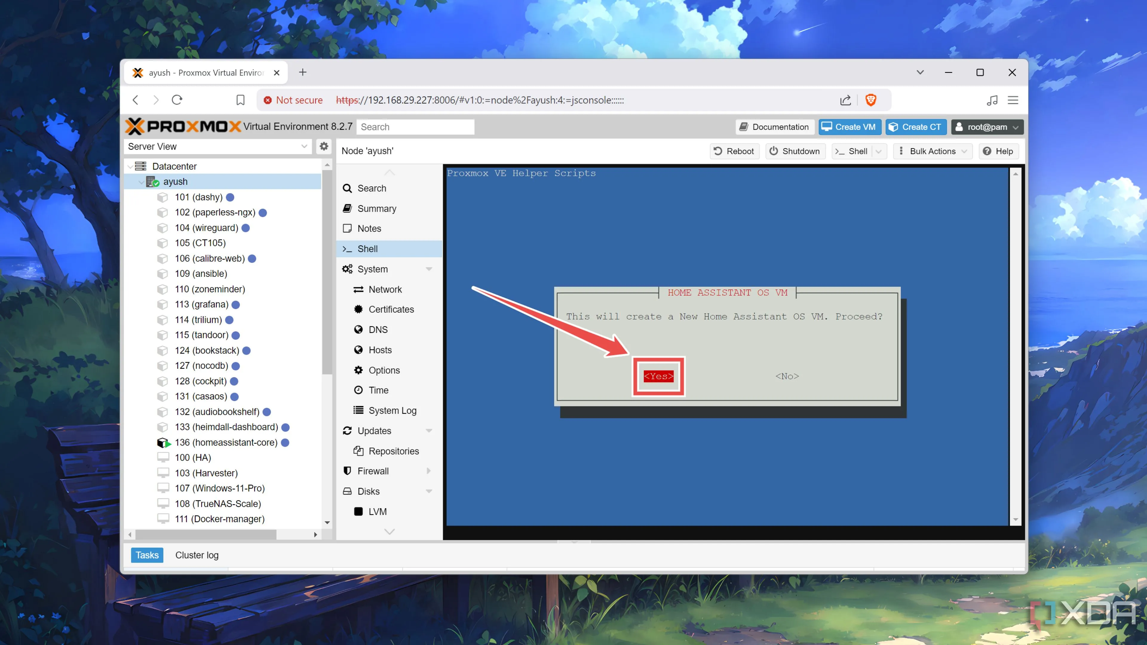 Màn hình Proxmox hiển thị xác nhận triển khai máy ảo Home Assistant, minh họa quá trình di chuyển VM dễ dàng