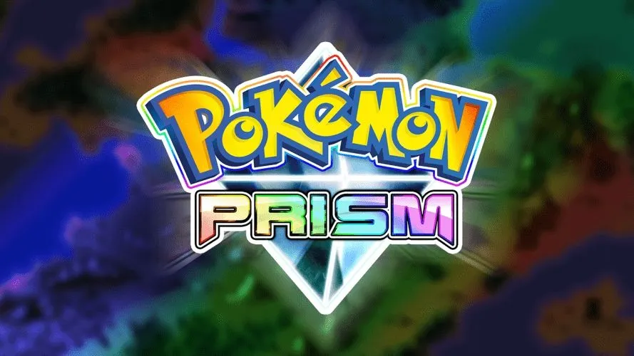 Màn hình tiêu đề của game fan-made Pokémon Prism, với logo và phong cách nghệ thuật độc đáo.
