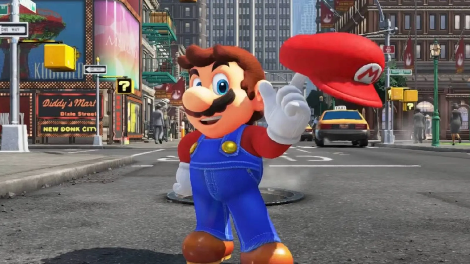 Mario và chiếc mũ Cappy trong Super Mario Odyssey tại thành phố New Donk City