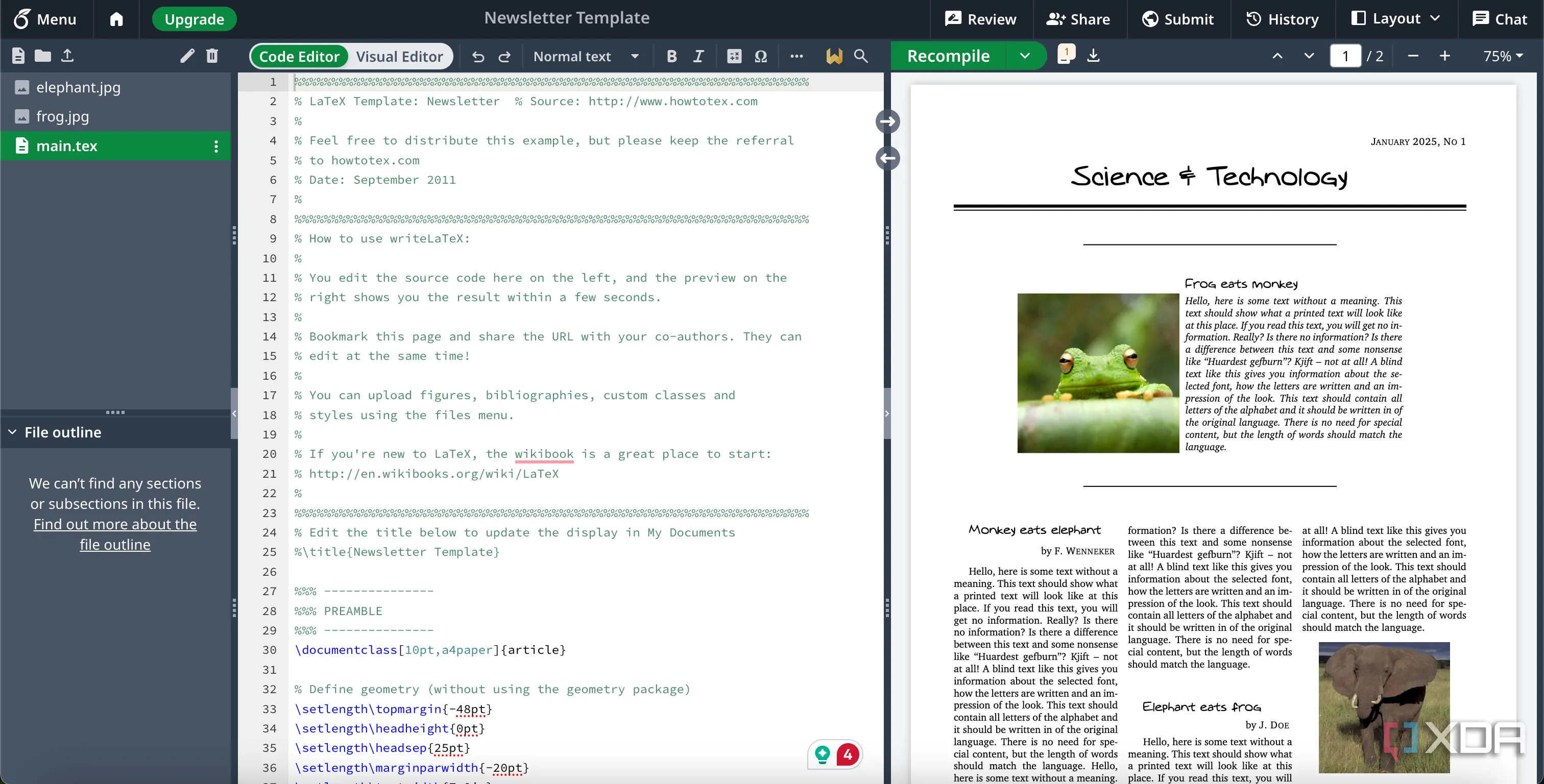 Mẫu bản tin email (newsletter) thu hút được tạo bằng Overleaf, với nhiều bố cục và yếu tố đa dạng