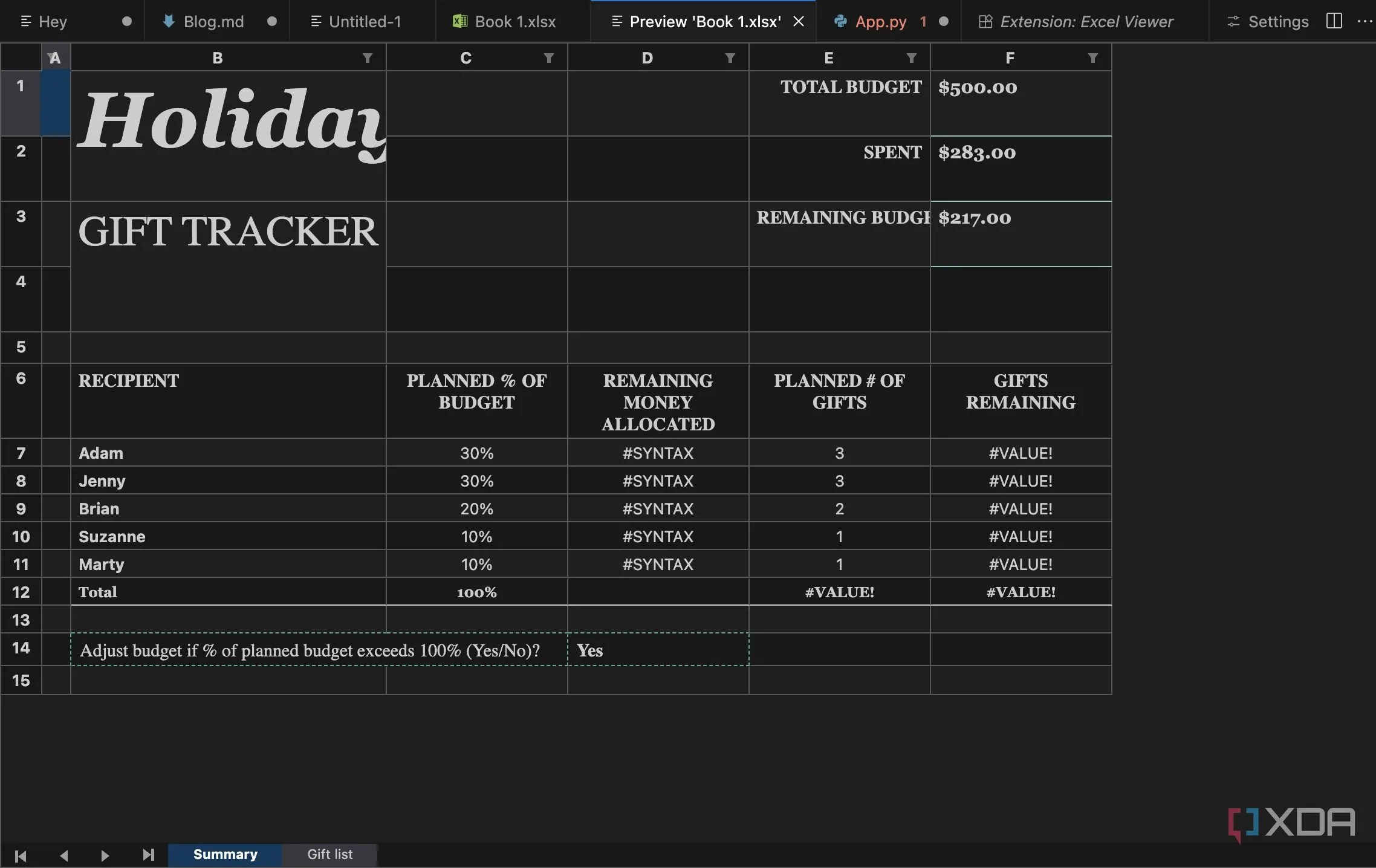 Mở file CSV trong VS Code bằng tiện ích Excel Viewer, hiển thị dữ liệu dạng bảng