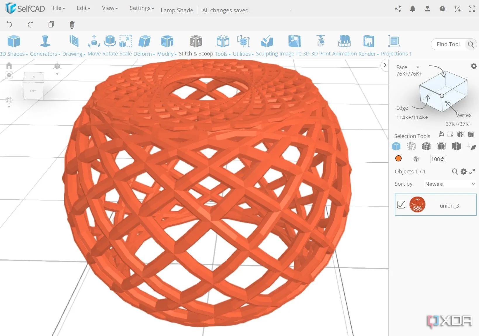 Mô hình 3D đang được tạo trong phần mềm thiết kế, minh họa quá trình xây dựng file in 3D