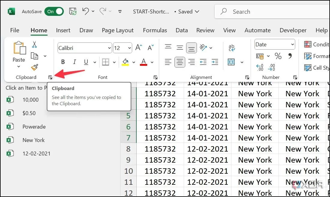 Mở và sử dụng Clipboard trong Excel để quản lý các mục đã sao chép