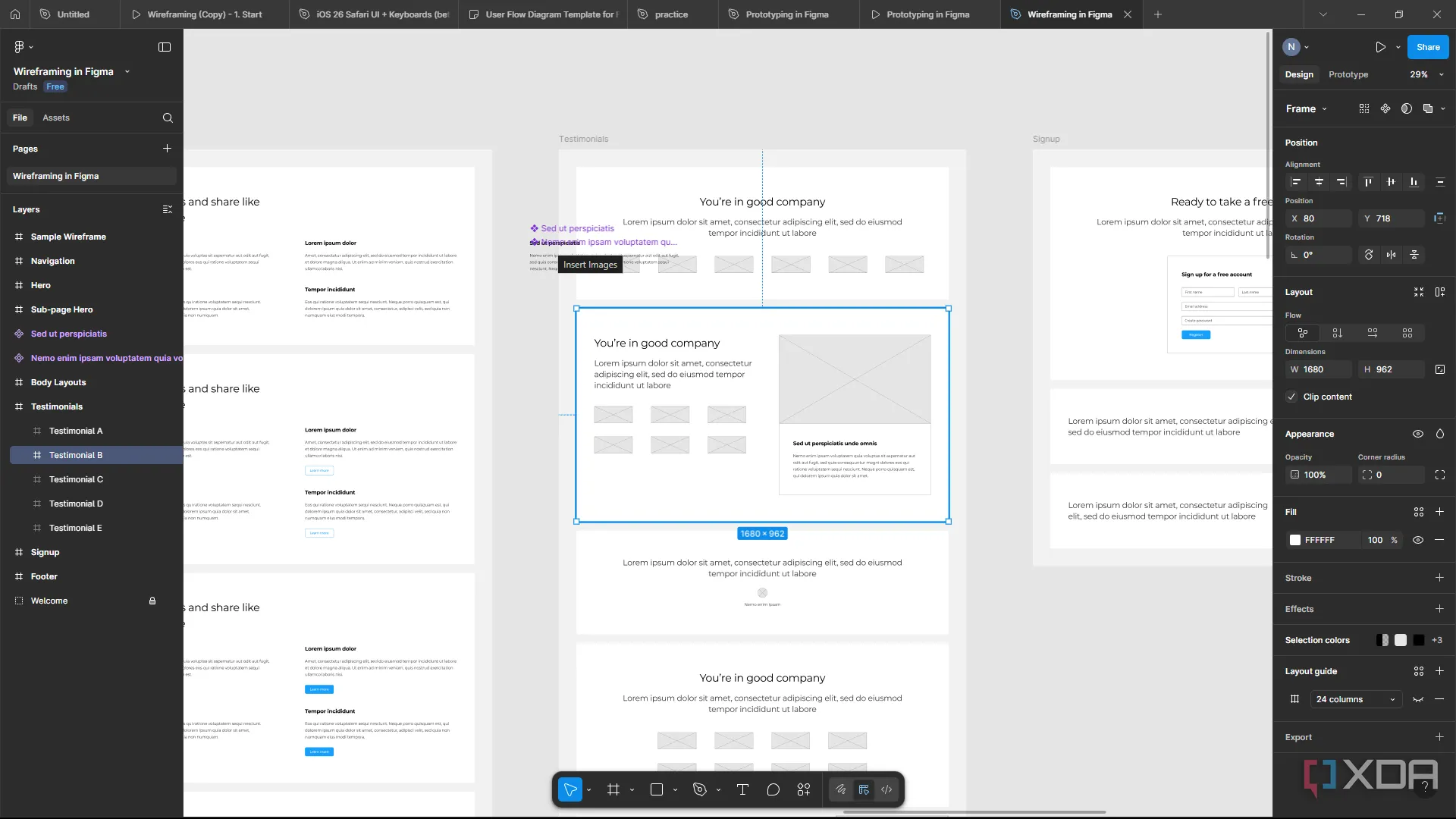 Một bản wireframe hoặc thiết kế giao diện chi tiết được tạo trên Figma, minh họa khả năng của công cụ