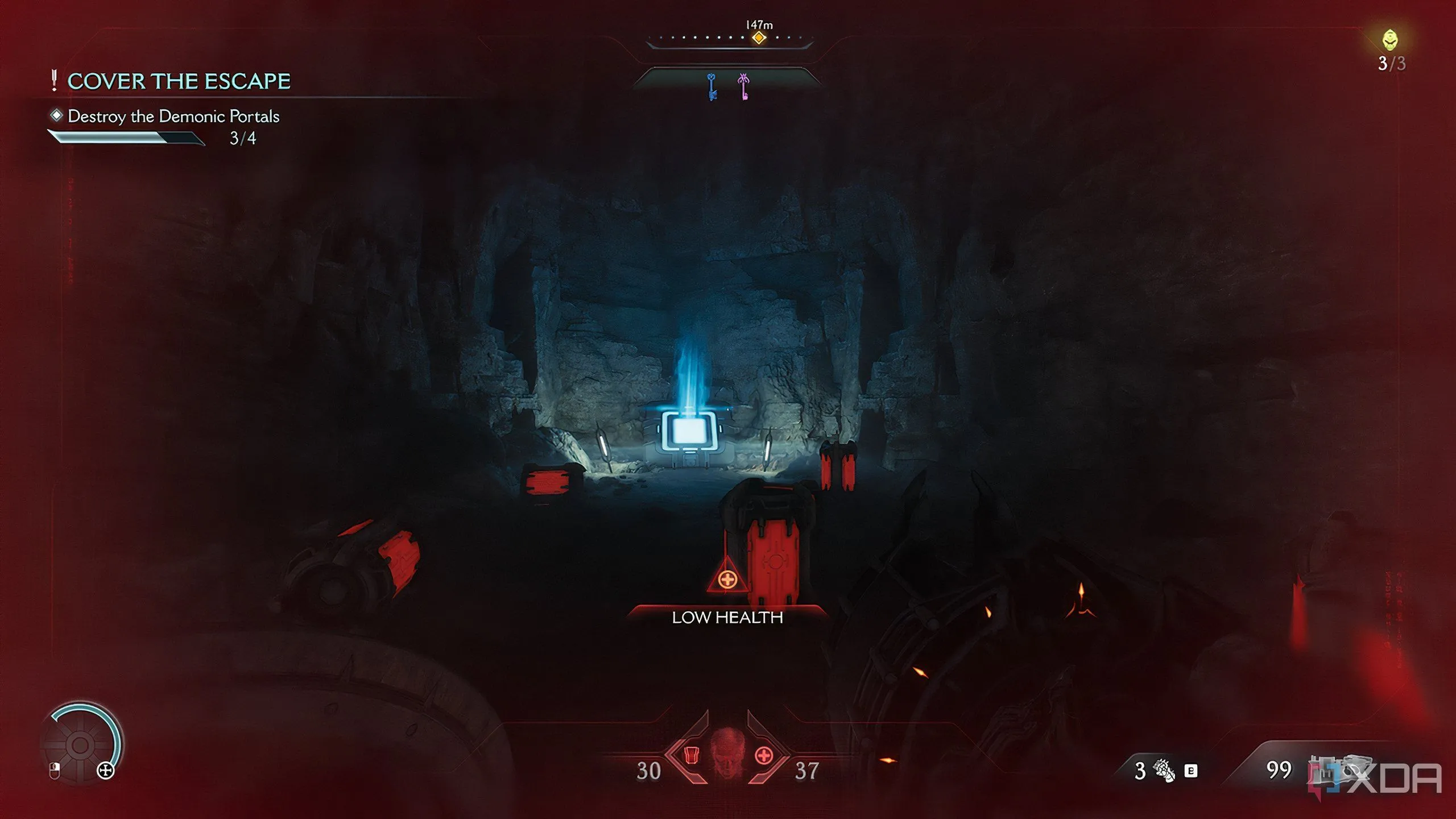 Một bệ nhảy trong hang động bí mật của Doom The Dark Ages.