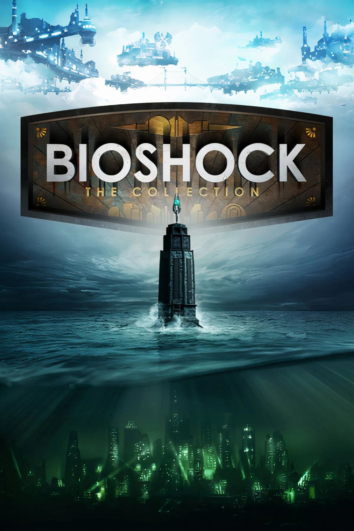 Một cảnh chơi BioShock với nhân vật cầm vũ khí và sức mạnh plasmid