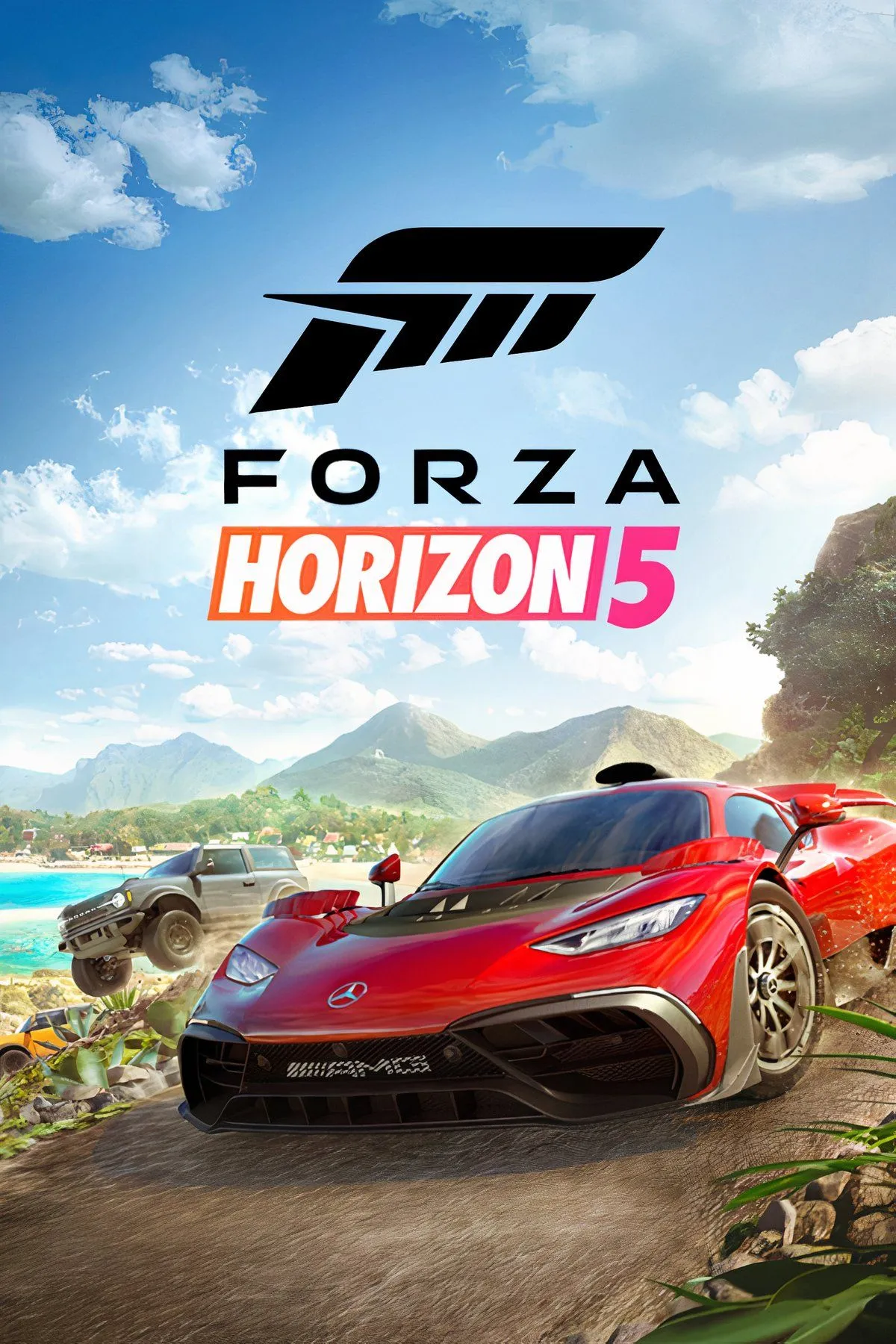 Một chiếc siêu xe đang đua tốc độ cao qua khung cảnh đầy nắng trong Forza Horizon 5