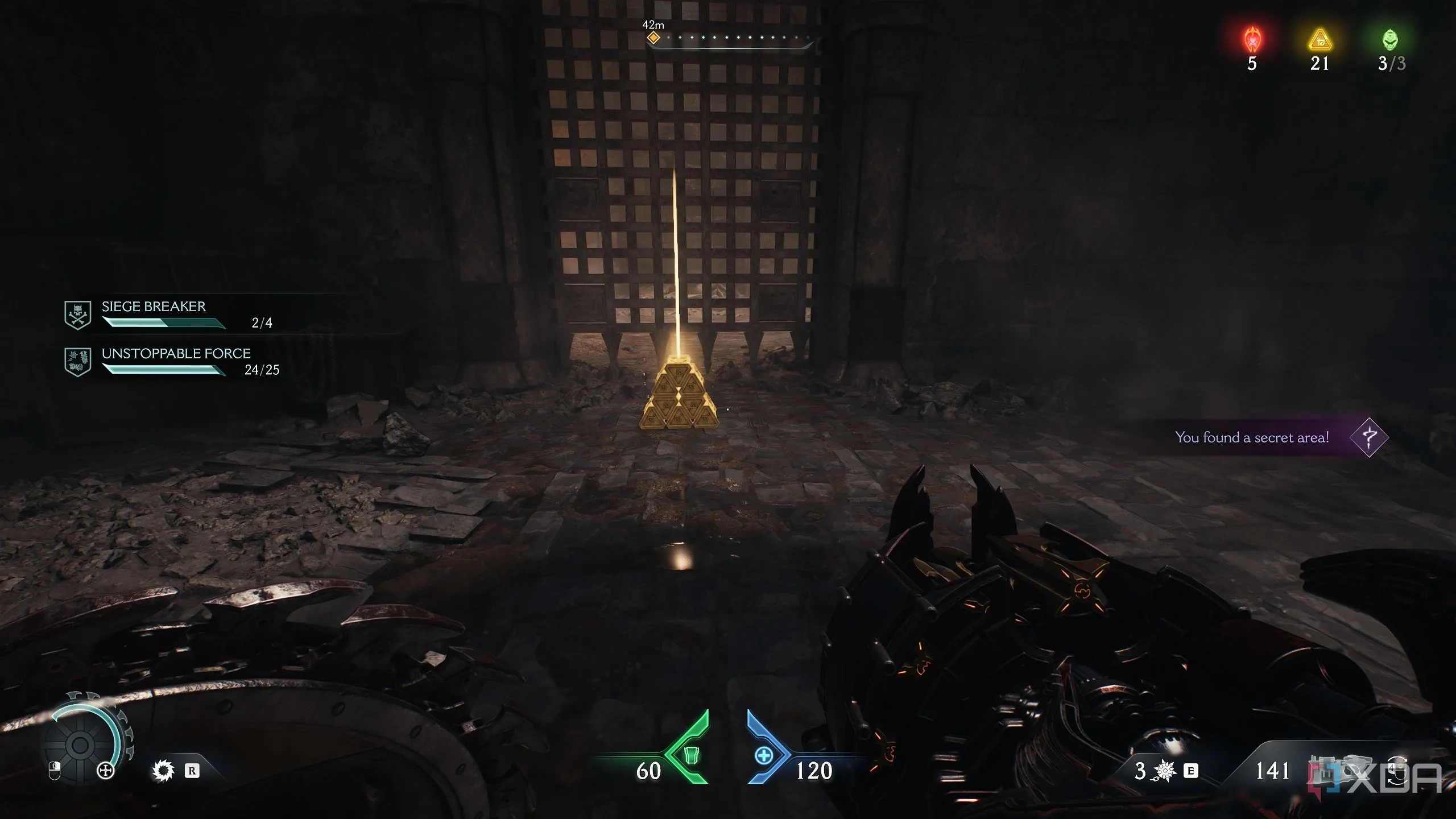 Một chồng vàng trong khu vực bí mật 4 của Doom The Dark Ages