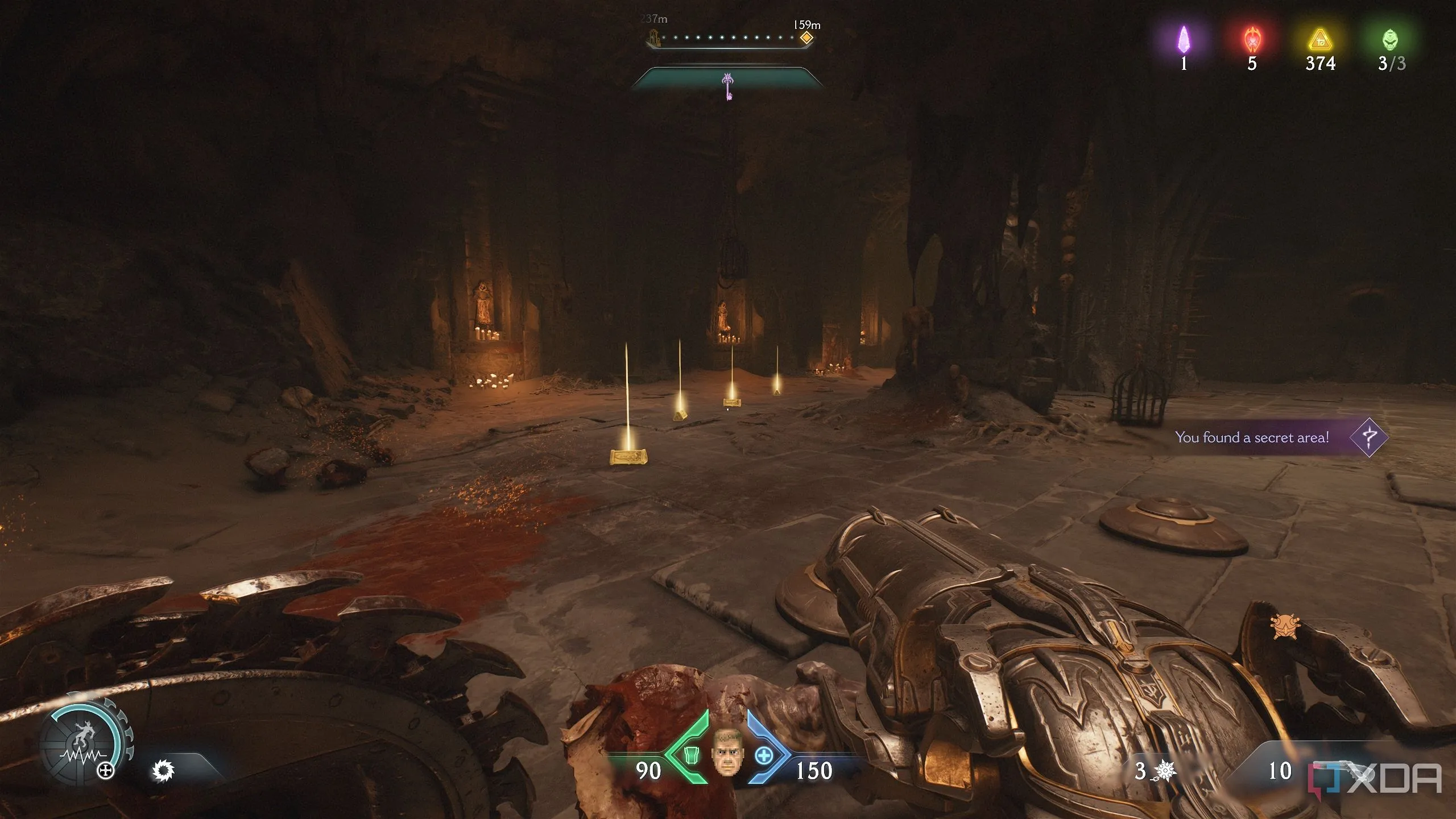 Một chuỗi thanh vàng trong khu vực bí mật của Doom The Dark Ages Chapter 10
