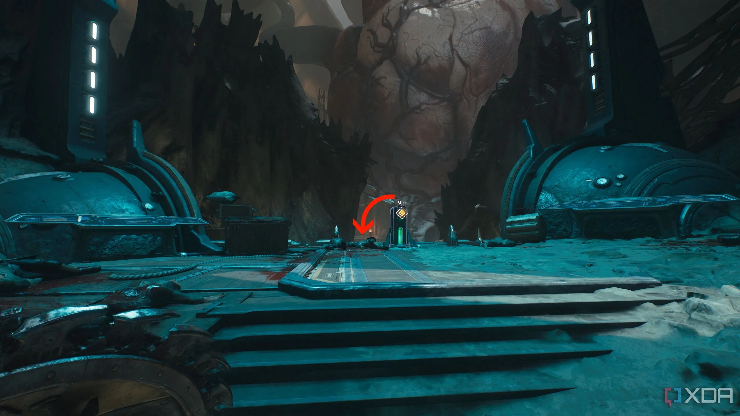 Một công tắc mục tiêu có thể tương tác để tiến tới trong nhiệm vụ chính của Doom: The Dark Ages