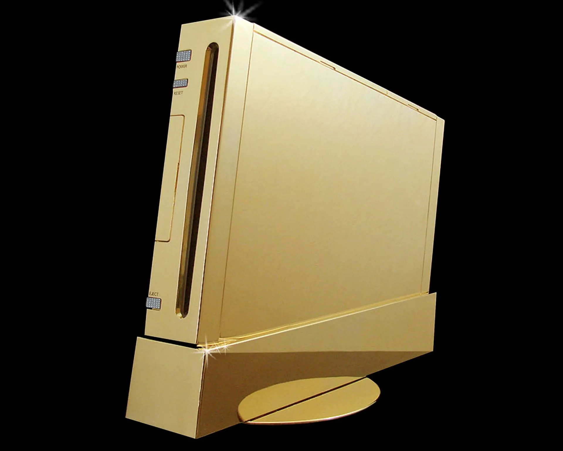 Một hình ảnh của console Nintendo Wii Supreme bằng vàng