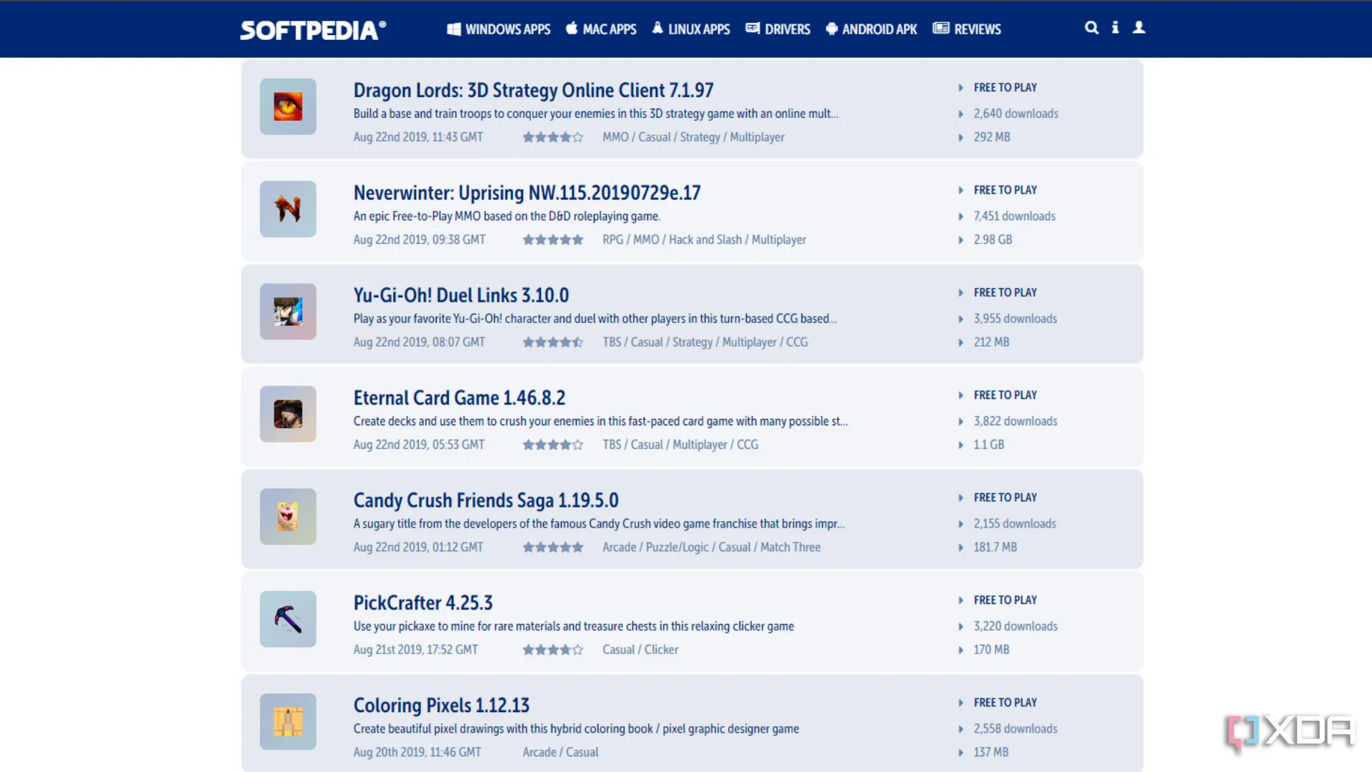 Mục Game miễn phí trên Softpedia với hàng ngàn tựa game để tải về