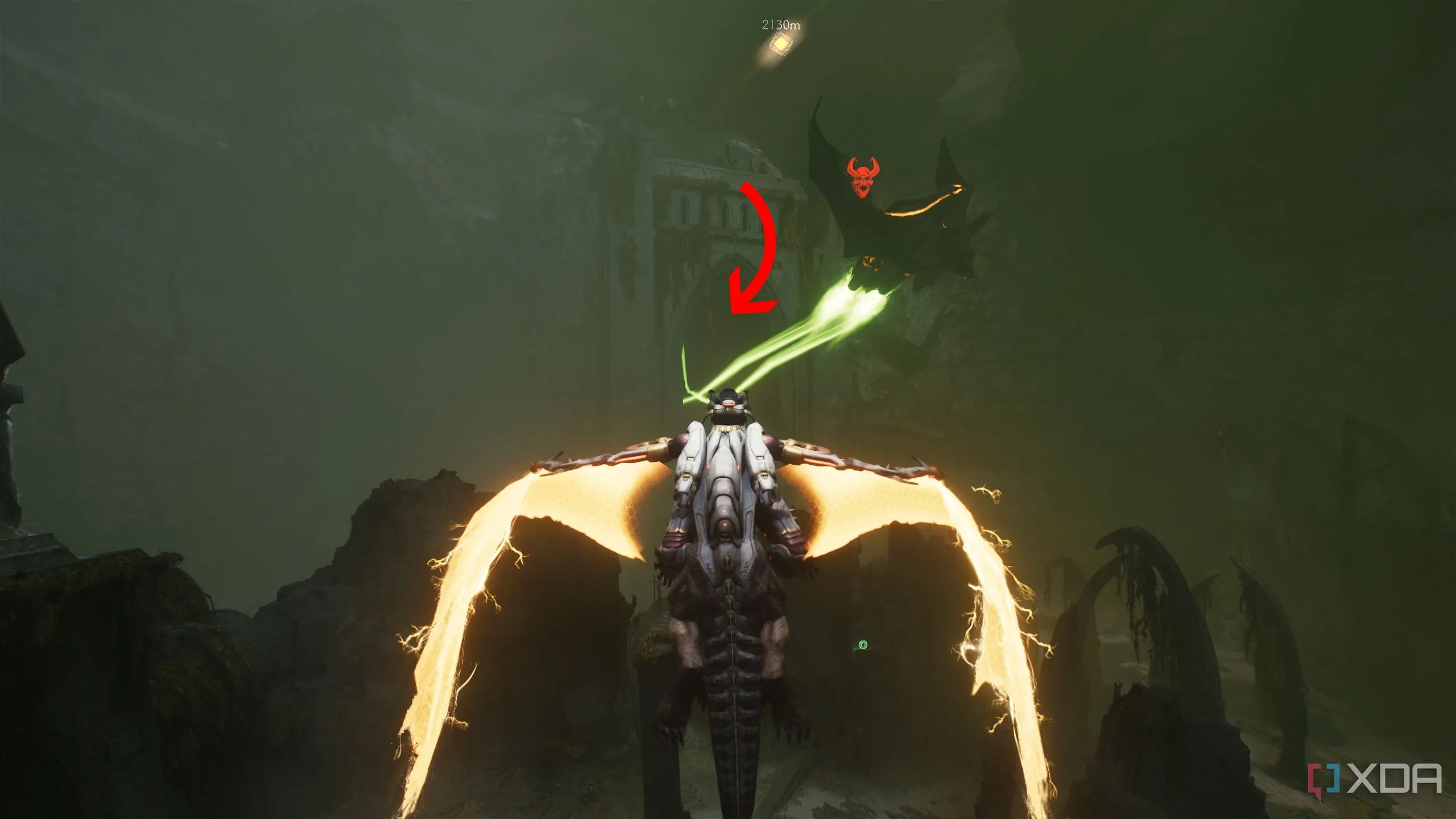 Mũi tên chỉ lối thoát của tàu Hell Fighter