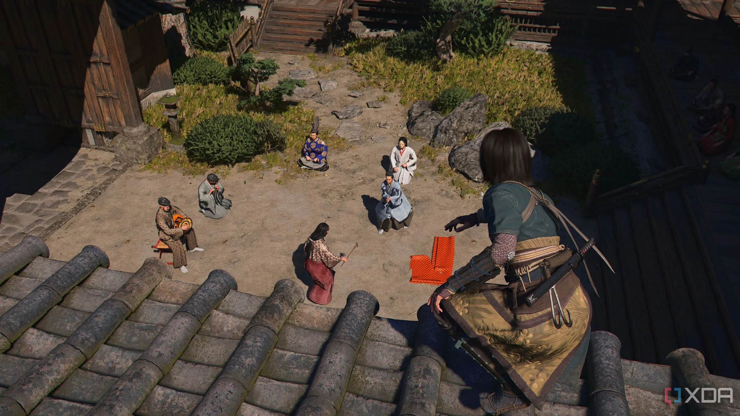 Naoe thể hiện kỹ năng parkour trên vách đá, minh họa cho cập nhật parkour mới trong Assassin's Creed Shadows