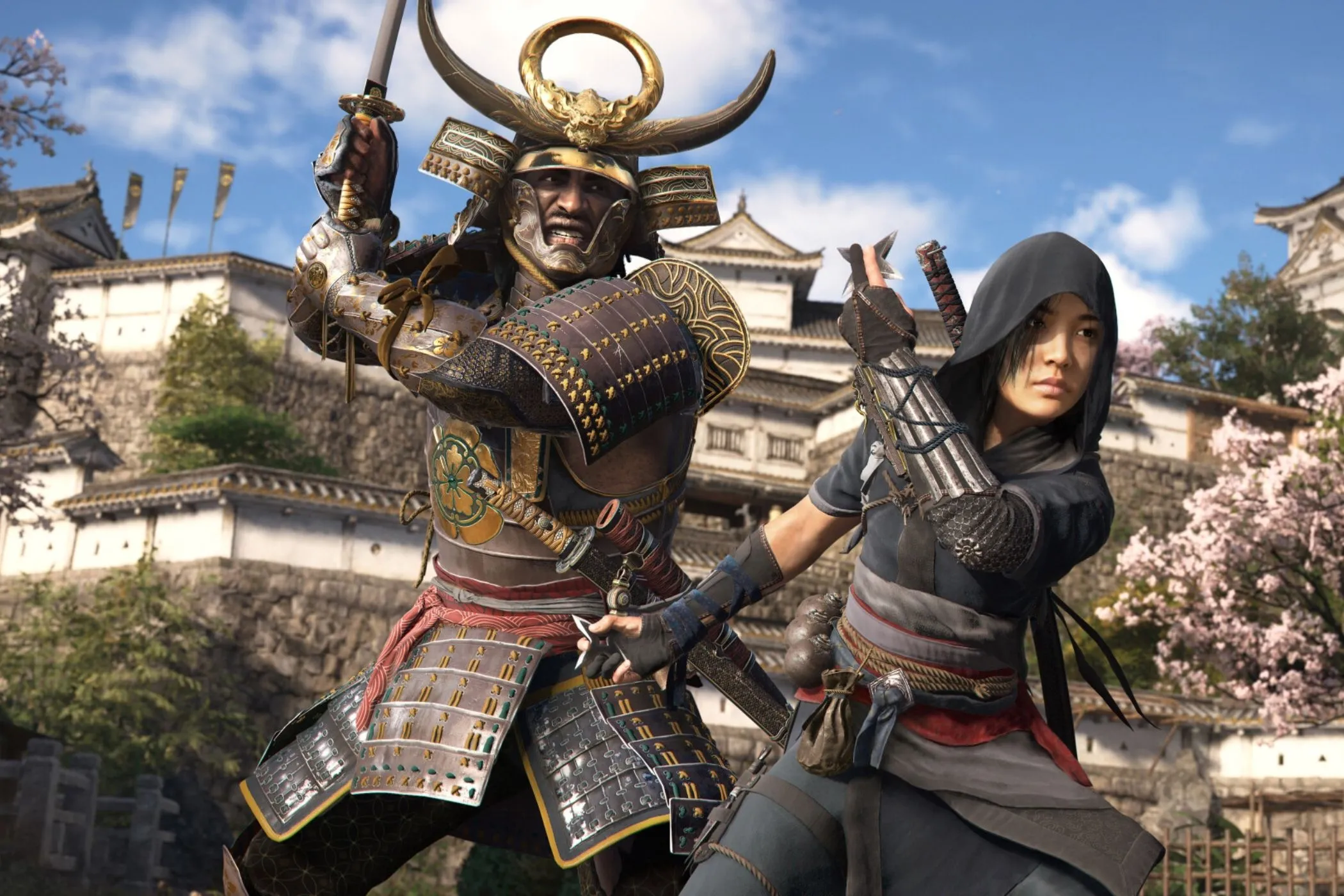 Naoe và Yasuke trong giao diện lựa chọn nâng cấp