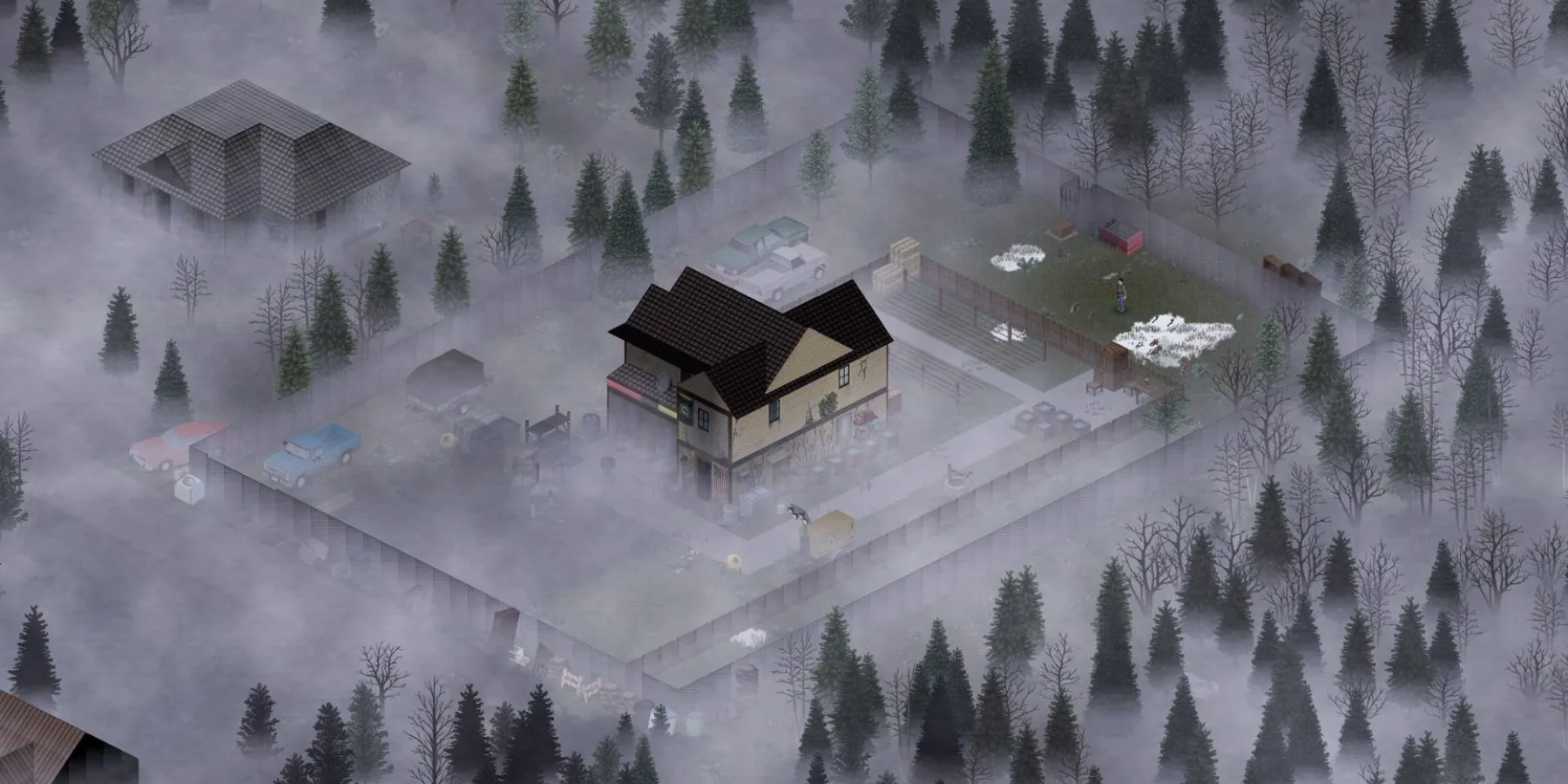 Ngôi nhà kiên cố trong sương mù trong game Project Zomboid