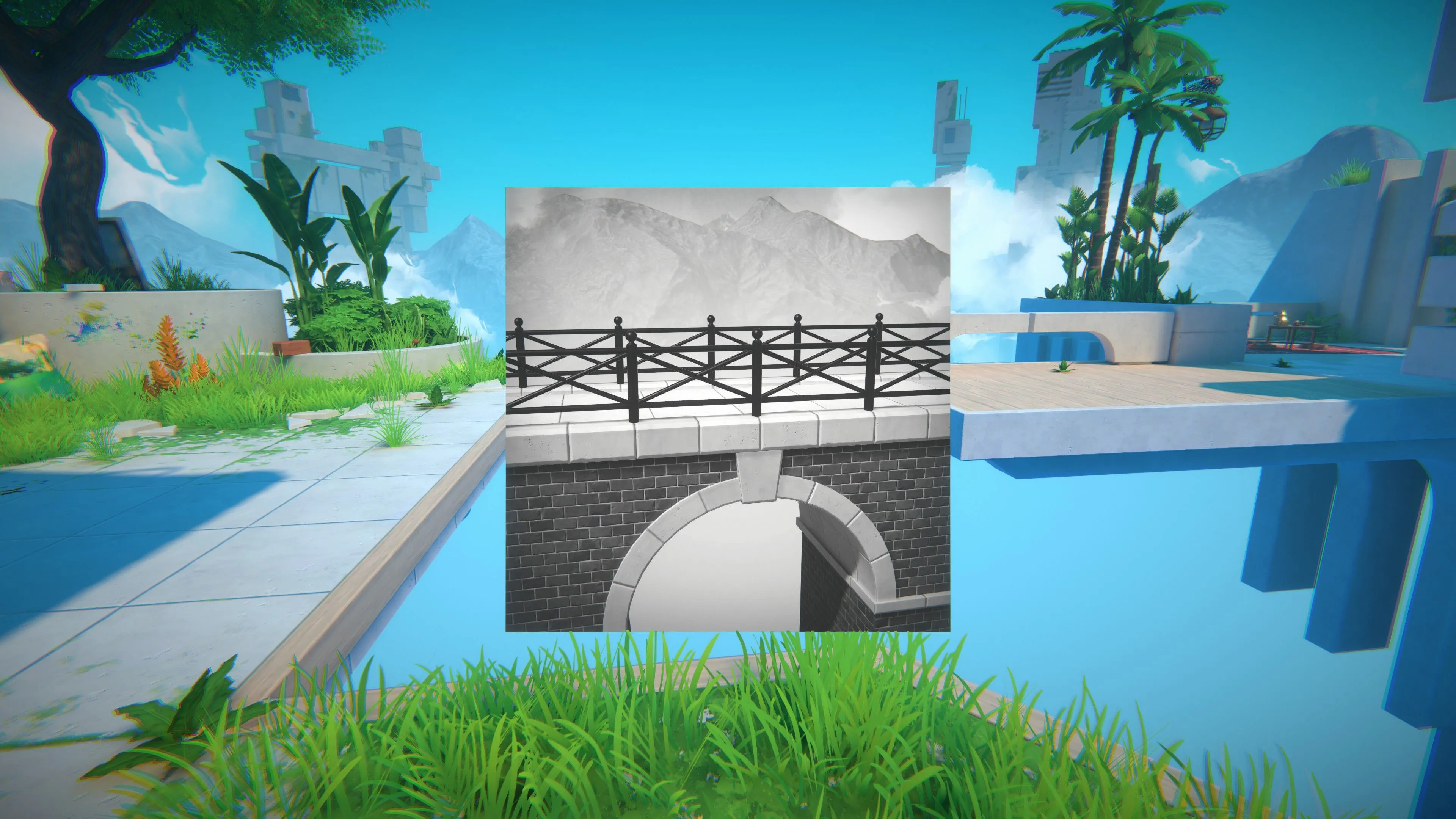 Người chơi sử dụng ảnh để tạo cầu nối trong không gian thực của Viewfinder