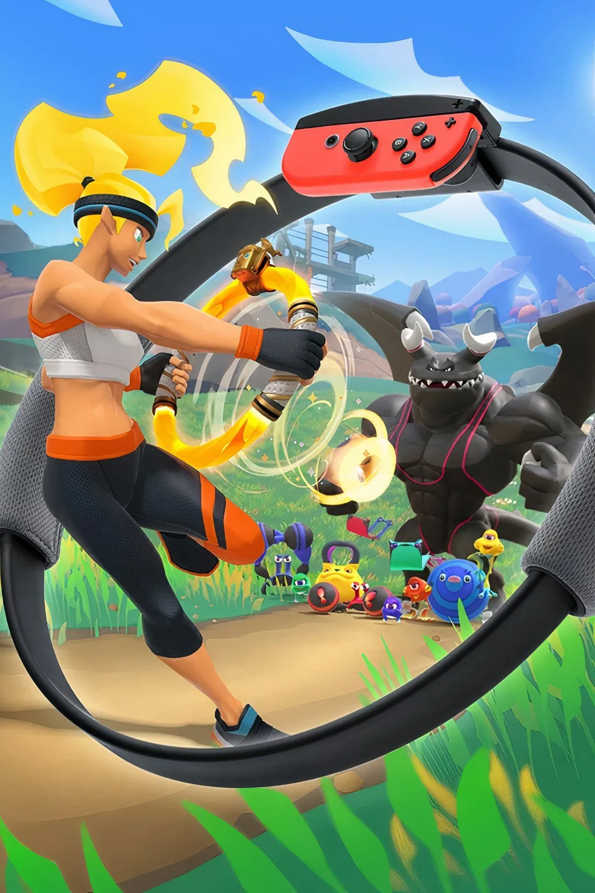 Người chơi sử dụng Ring-Con trong game Ring Fit Adventure