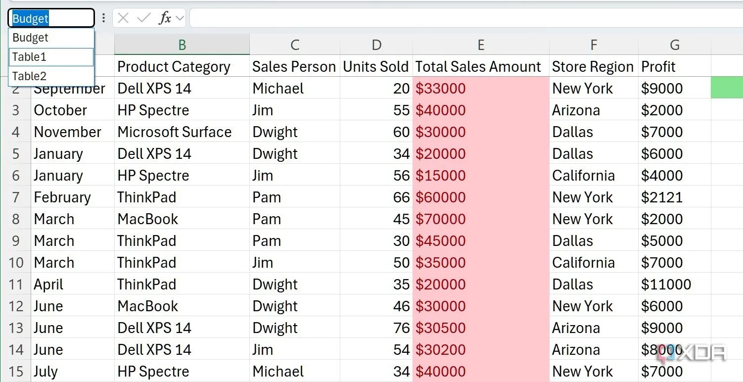 Người dùng đang sử dụng hộp tên trong Excel để nhanh chóng di chuyển đến một ô đã được đánh dấu hoặc đặt tên
