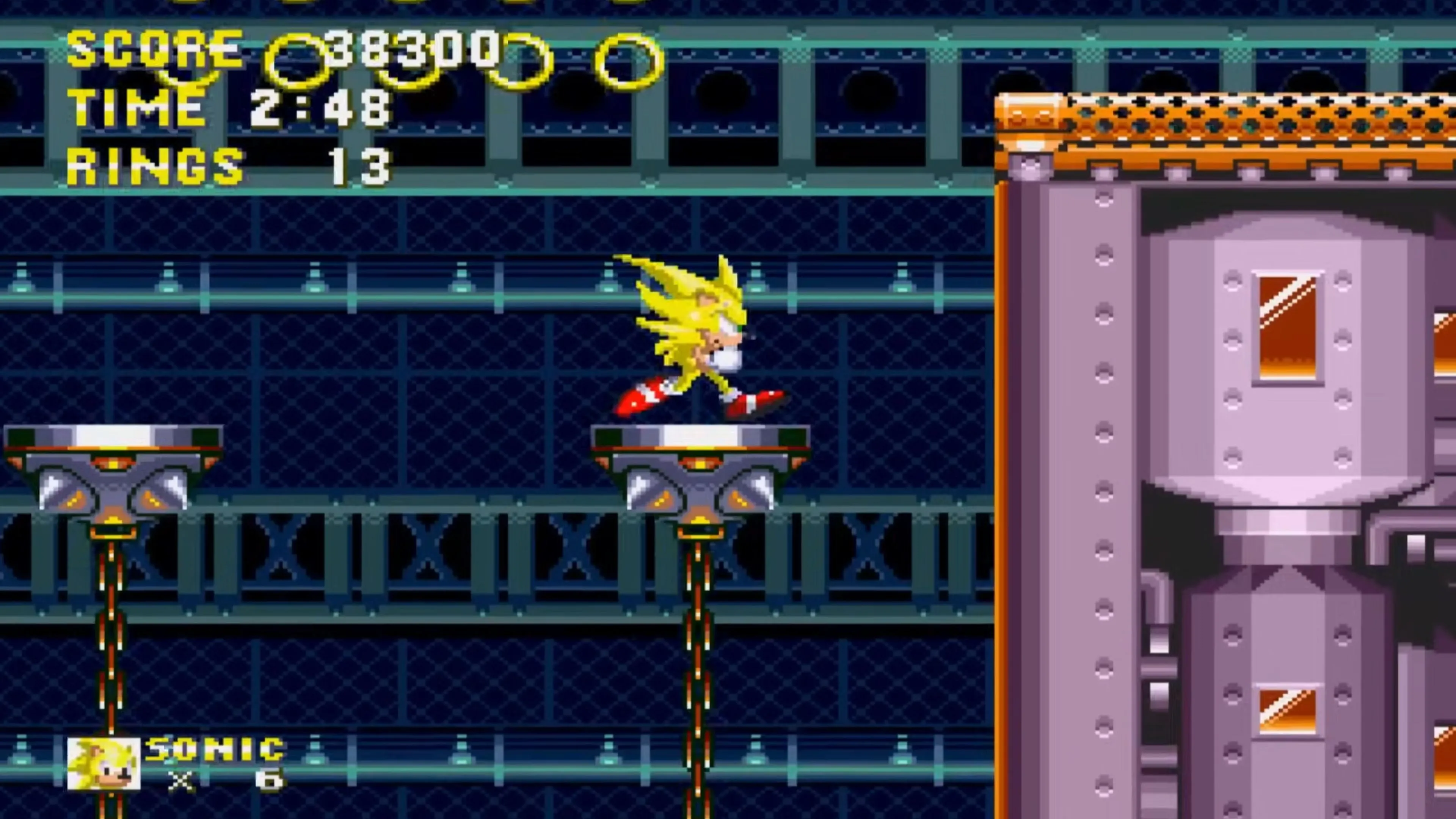 Nhân vật Knuckles đang leo tường trong một màn chơi của Sonic 3 &amp; Knuckles, thể hiện khả năng đặc trưng của mình