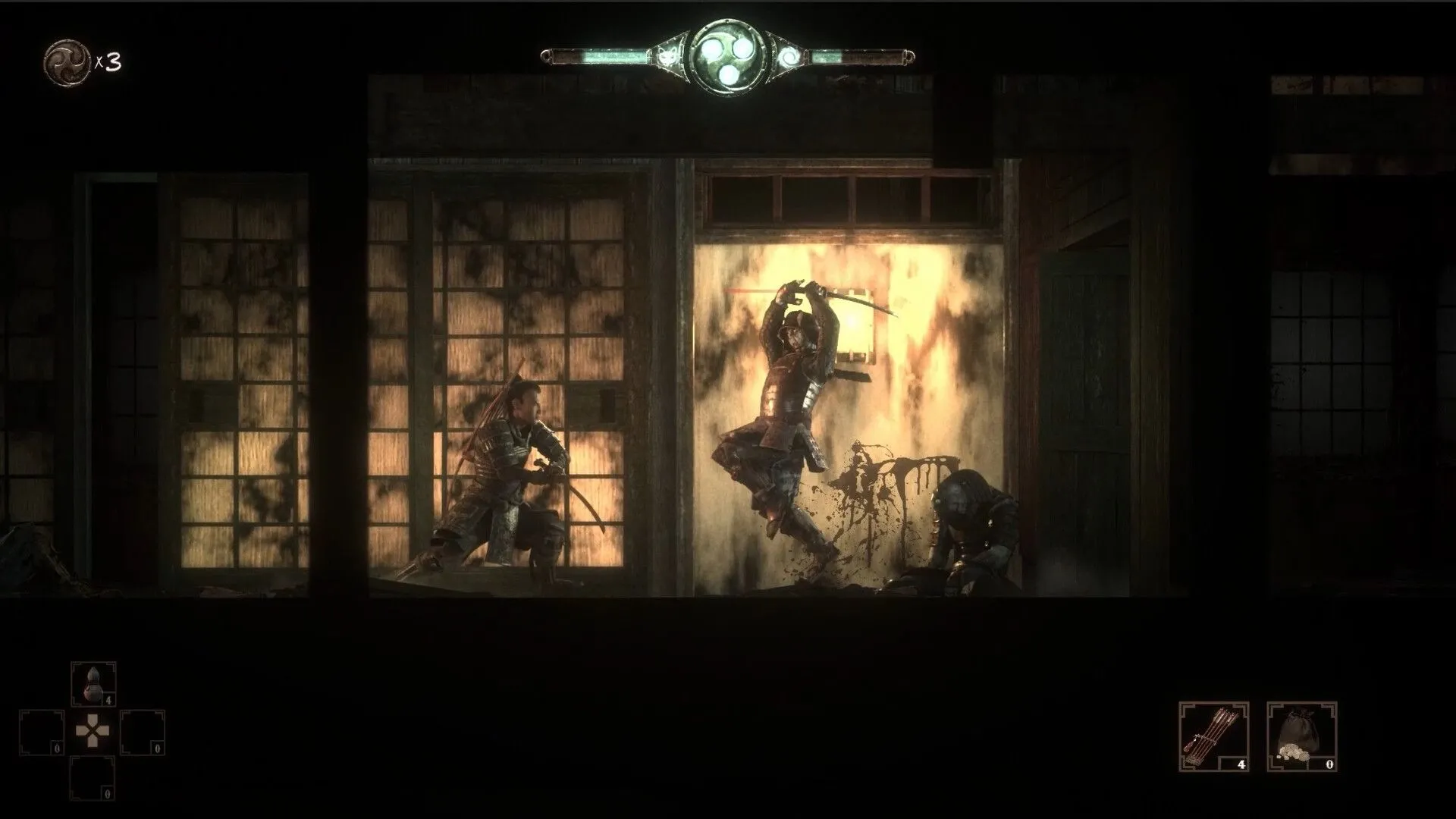 Nhân vật samurai chiến đấu với quỷ Oni trong game stop-motion The Spirit of the Samurai