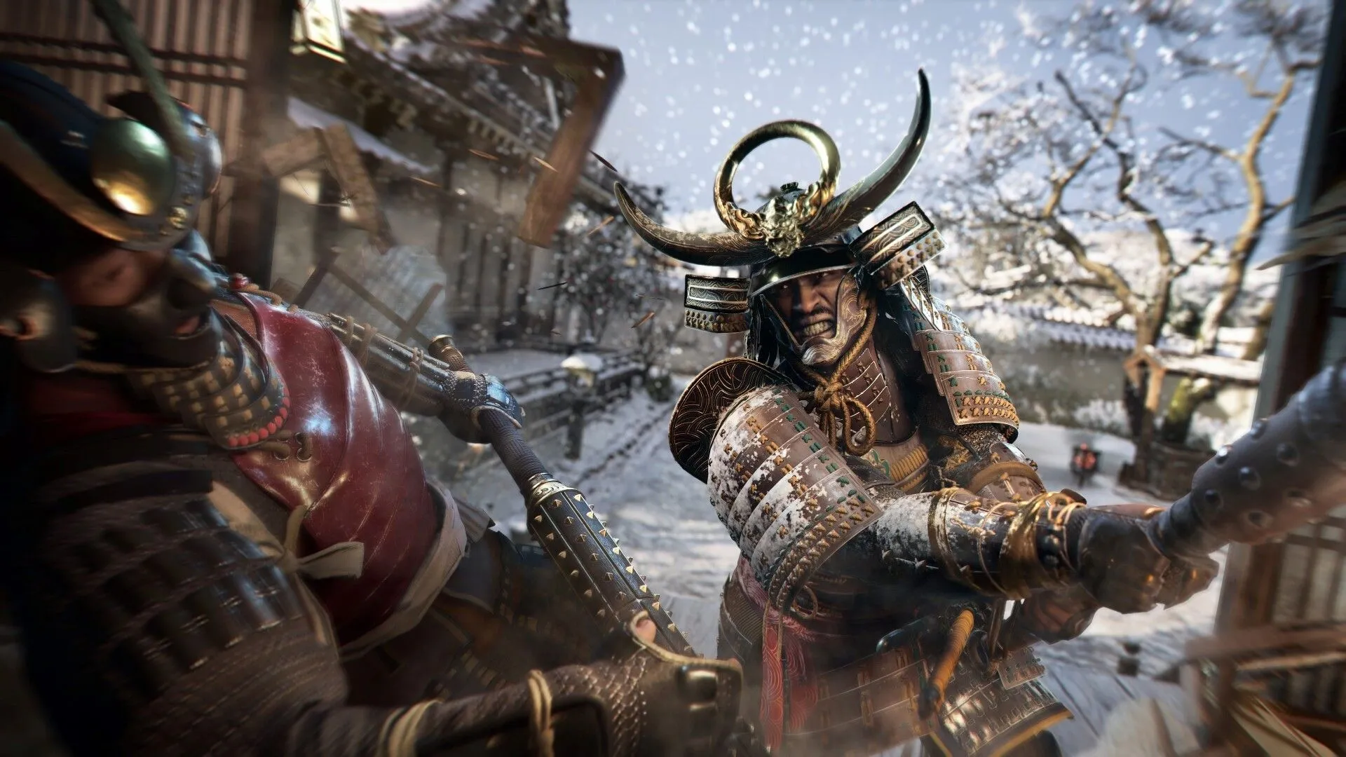 Nhân vật Yasuke đối đầu kẻ thù với thanh kiếm katana trong bối cảnh Assassin's Creed Shadows.