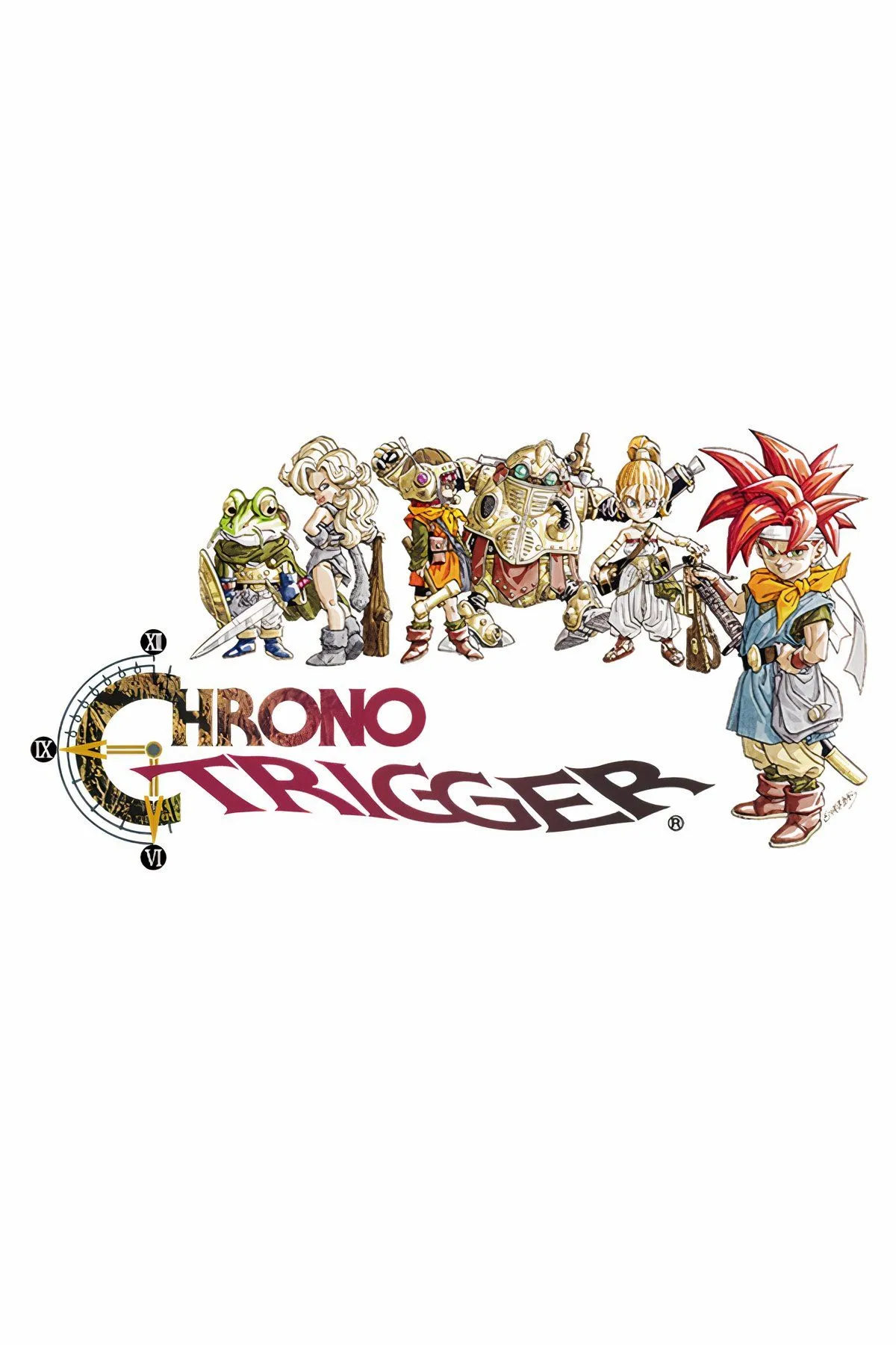 Nhóm nhân vật chính của Chrono Trigger đứng giữa cánh đồng cỏ