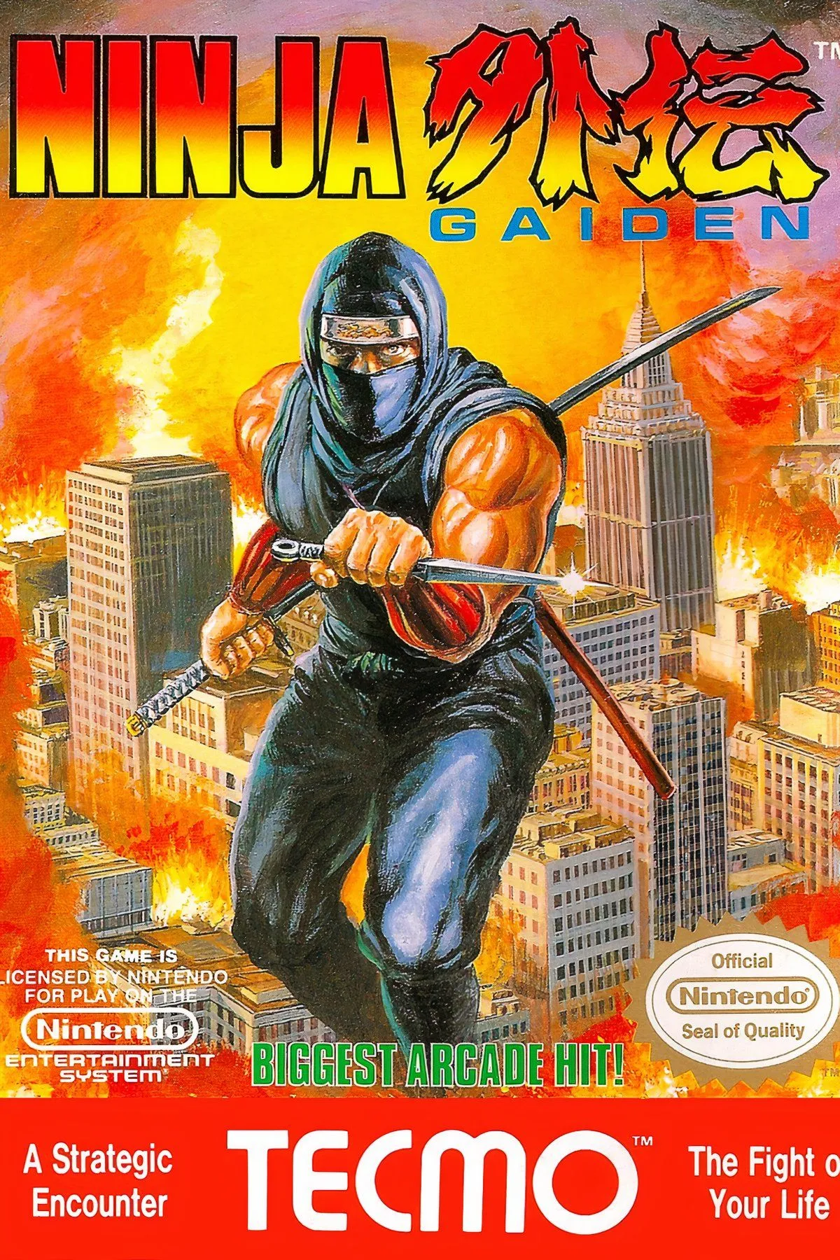 Ninja Ryu Hayabusa trong cảnh chiến đấu trên tường trong Ninja Gaiden
