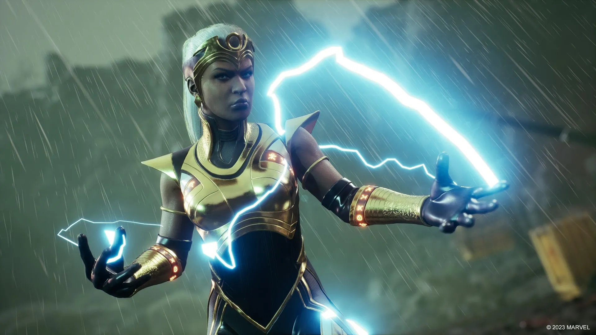 Nữ anh hùng Storm phô diễn sức mạnh đột biến của mình trong gói DLC Blood Storm của Marvel's Midnight Suns