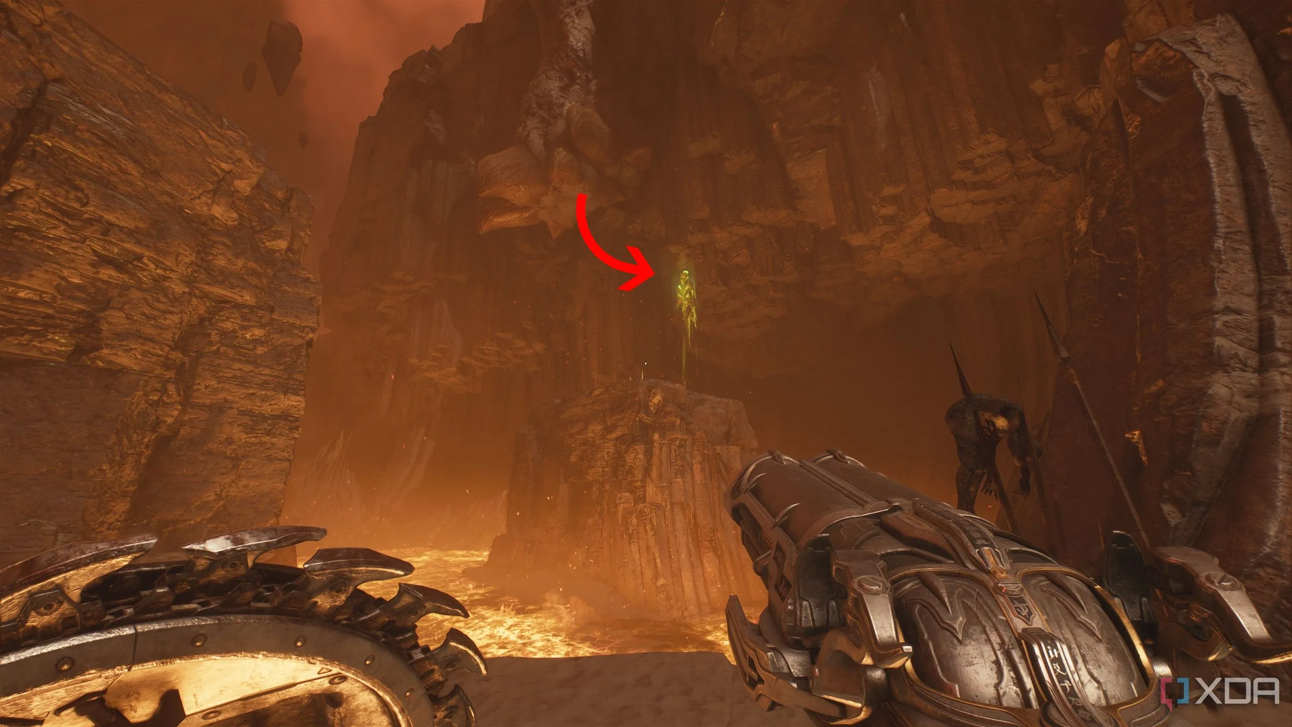 Nút thịt xanh (flesh node) dẫn tới lối đi bí mật trong Doom The Dark Ages Chapter 10