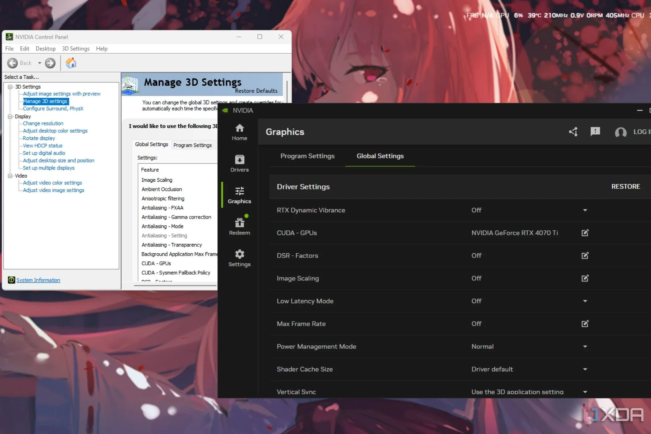 Nvidia Control Panel và Nvidia App hoạt động song song, minh họa sự phân mảnh ứng dụng điều khiển GPU của Nvidia.
